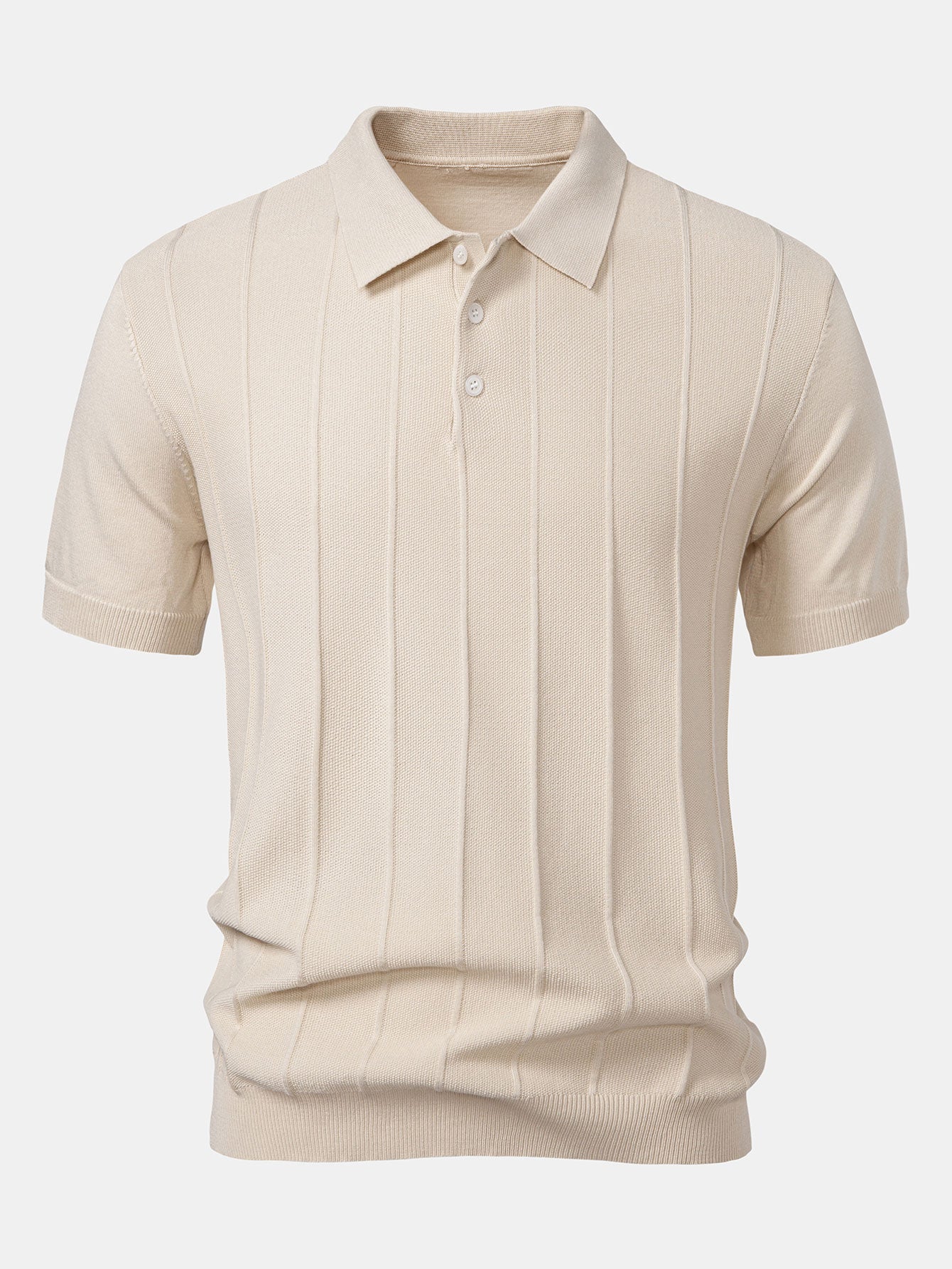 Camisa Polo de Punto Jacquard Stripe y Pantalones de Pierna Recta con Ribete Acanalado