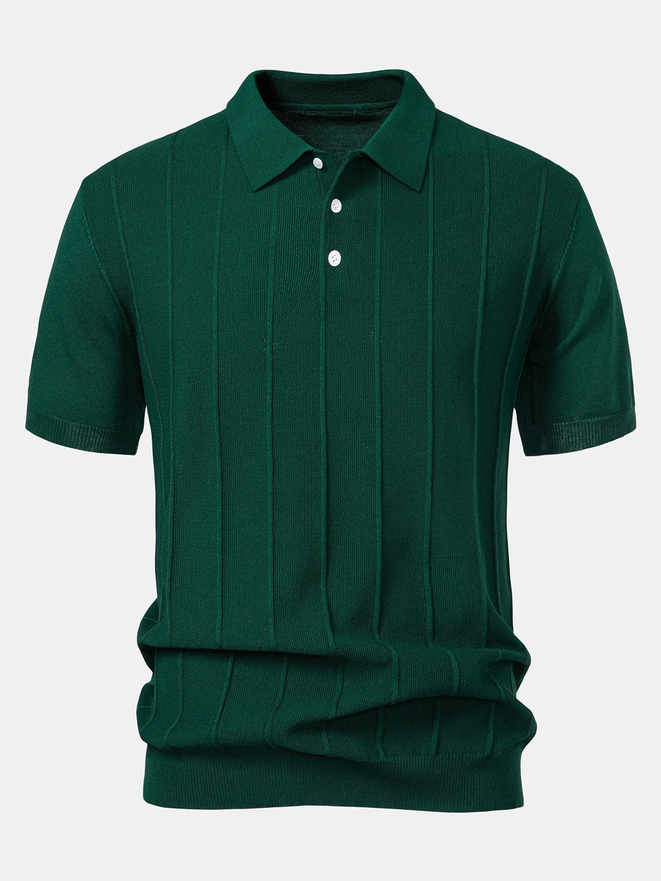 Camisa Polo de Punto Jacquard Stripe y Pantalones de Pierna Recta con Ribete Acanalado