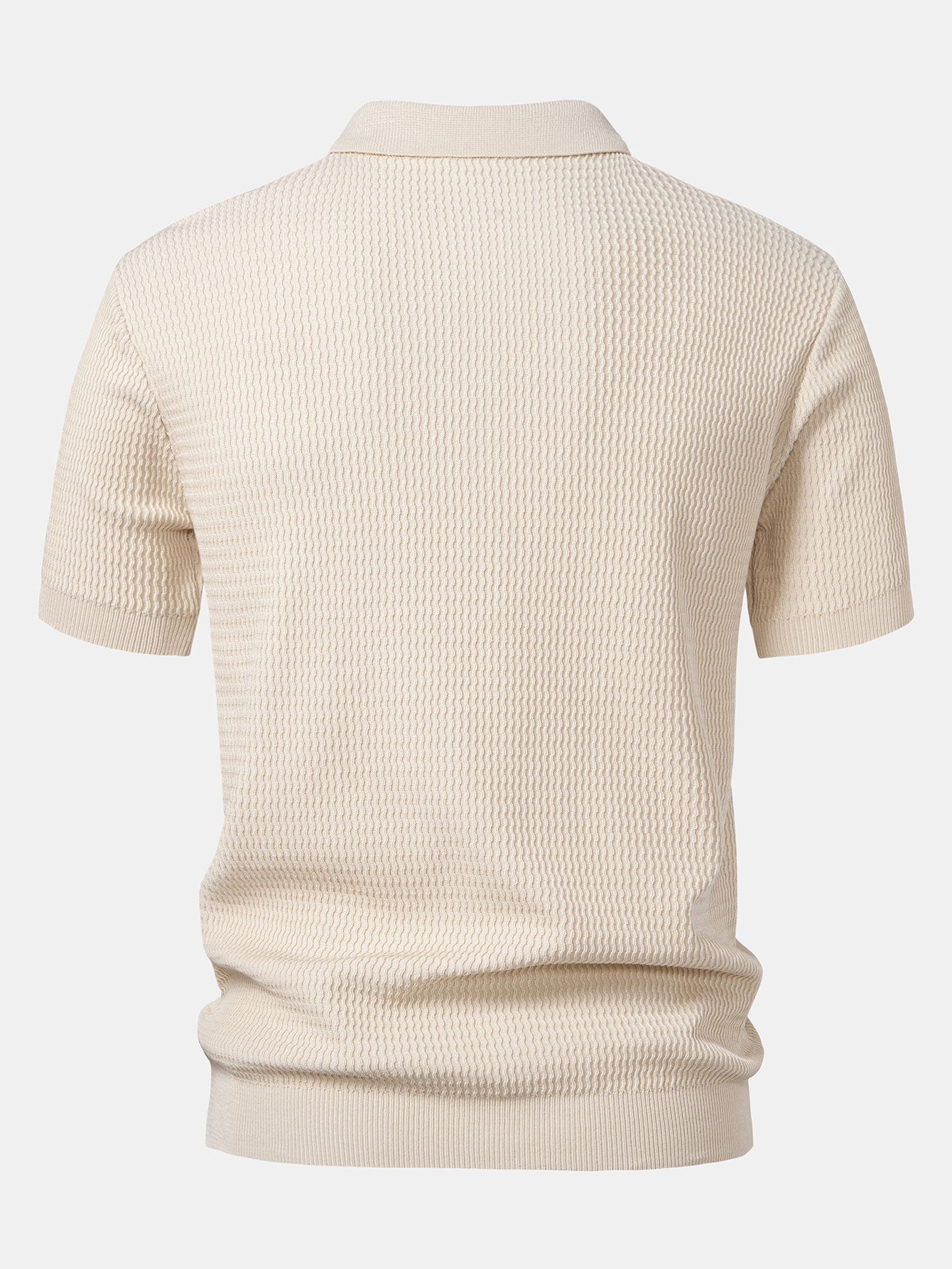 Polo de punto jacquard con cuello en V y pantalones ajustados de corte cónico