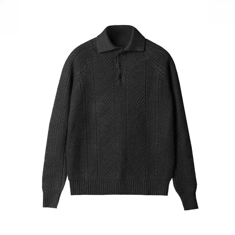 Jersey de punto con cuello polo – Negro
