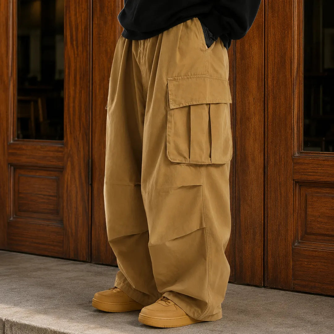Pantalón cargo de pierna ancha – Marrón claro