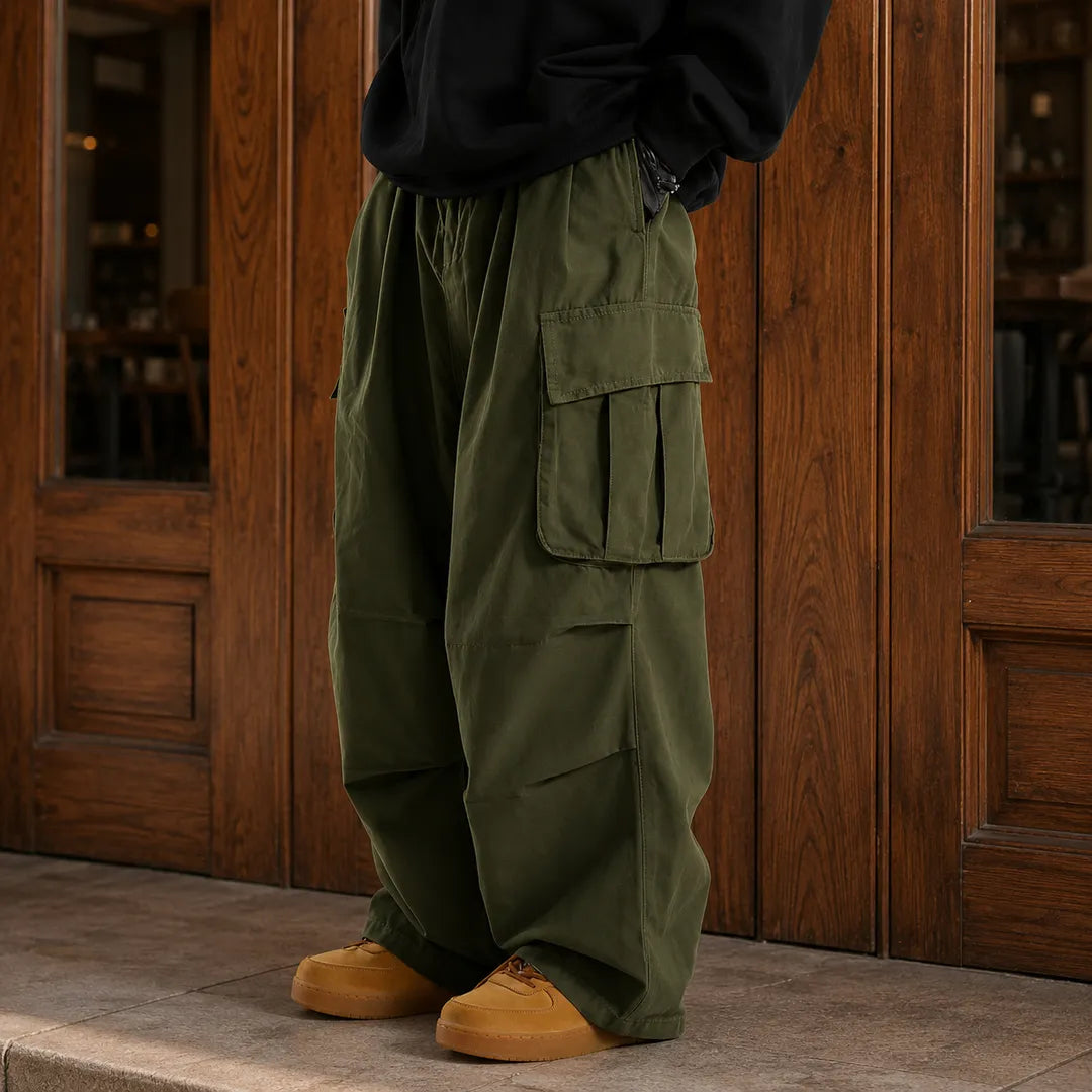 Pantalón cargo de pierna ancha – Verde oliva