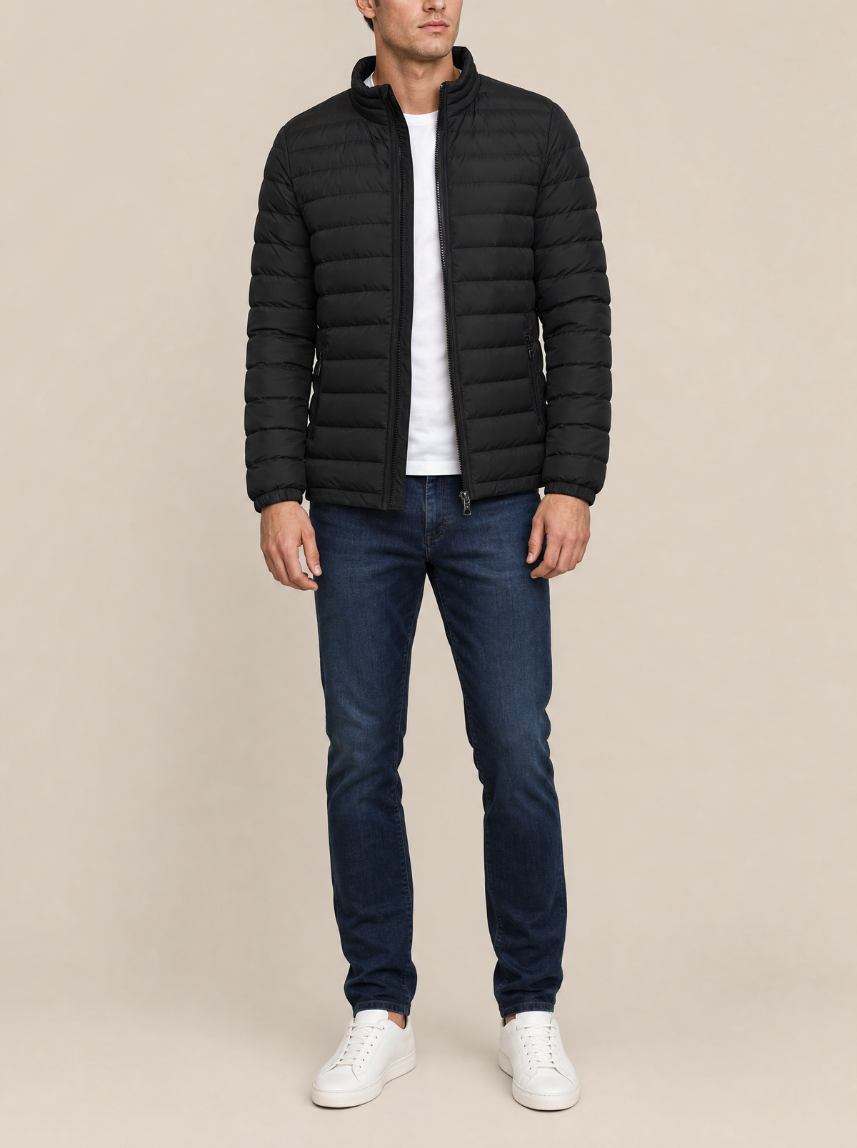 Chaqueta entretiempo de cuello alto – Negro