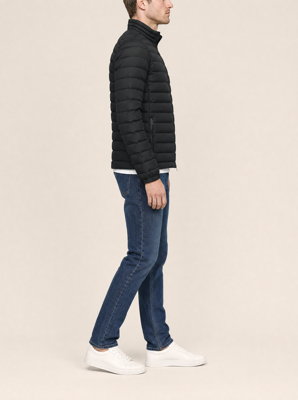 Chaqueta entretiempo de cuello alto – Negro