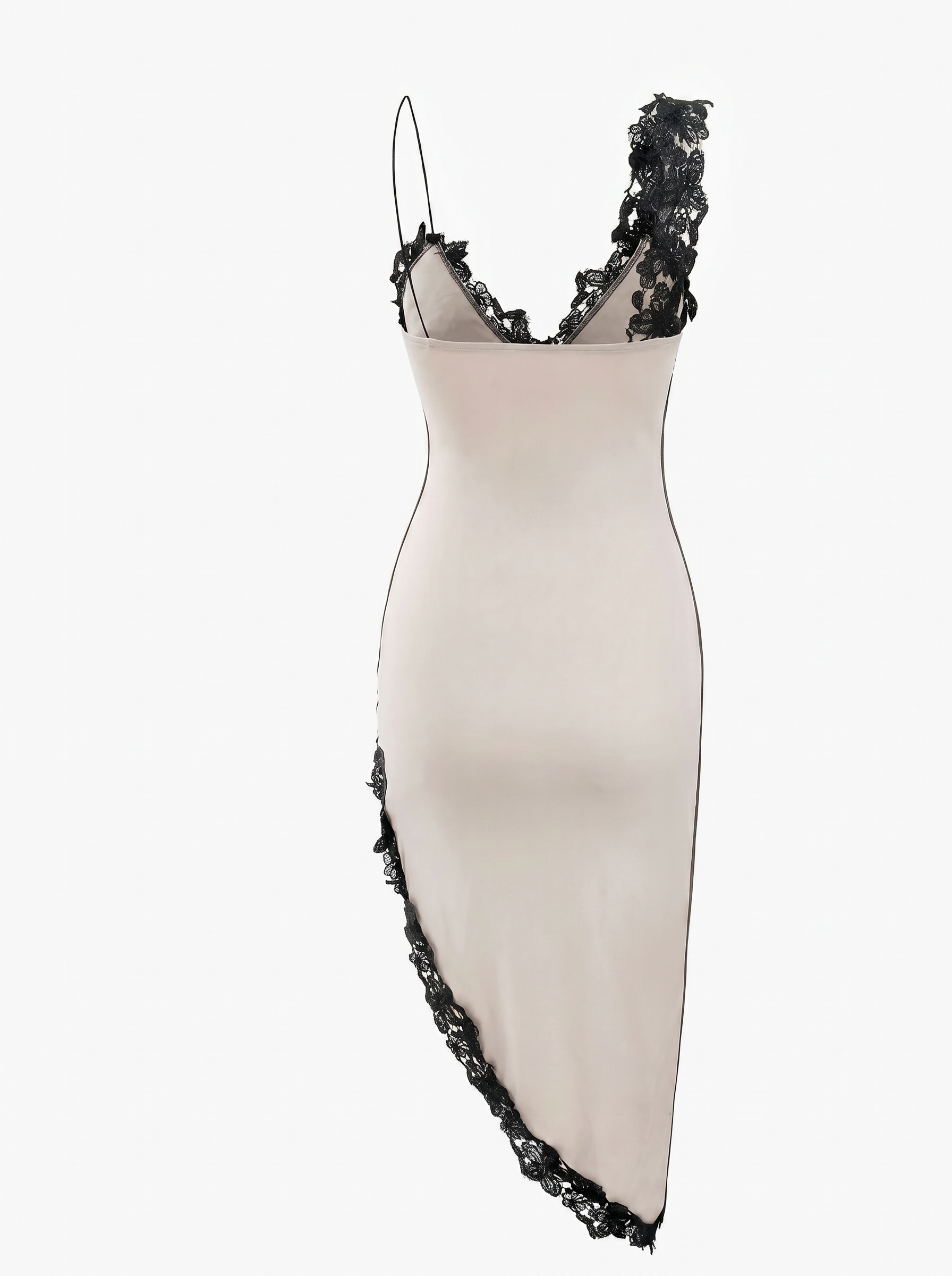Vestido Lencero de Satén con Encaje Floral