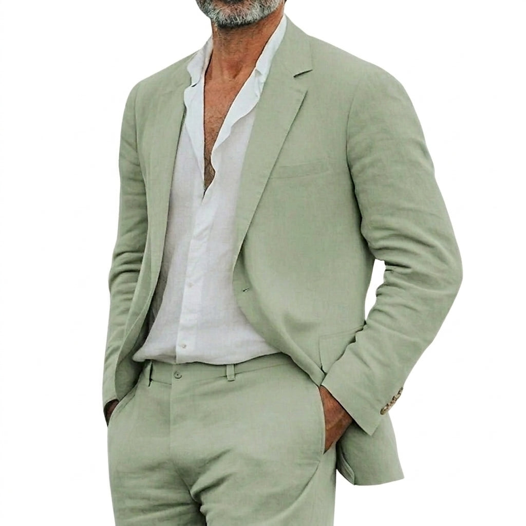 Hombres Traje de dos piezas con chaqueta de solapas de muesca y pantalones con trabillas