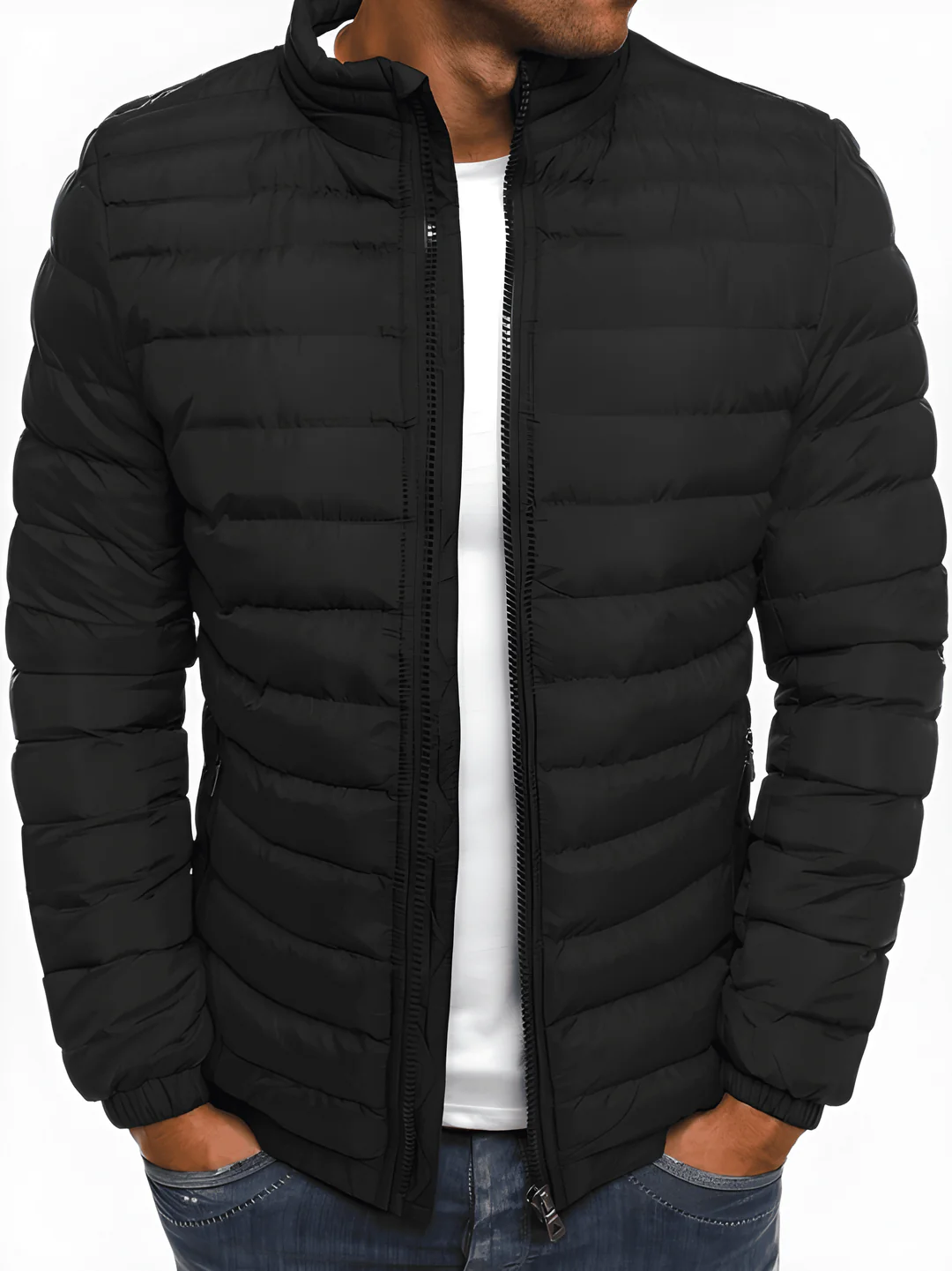 Chaqueta entretiempo de cuello alto – Negro
