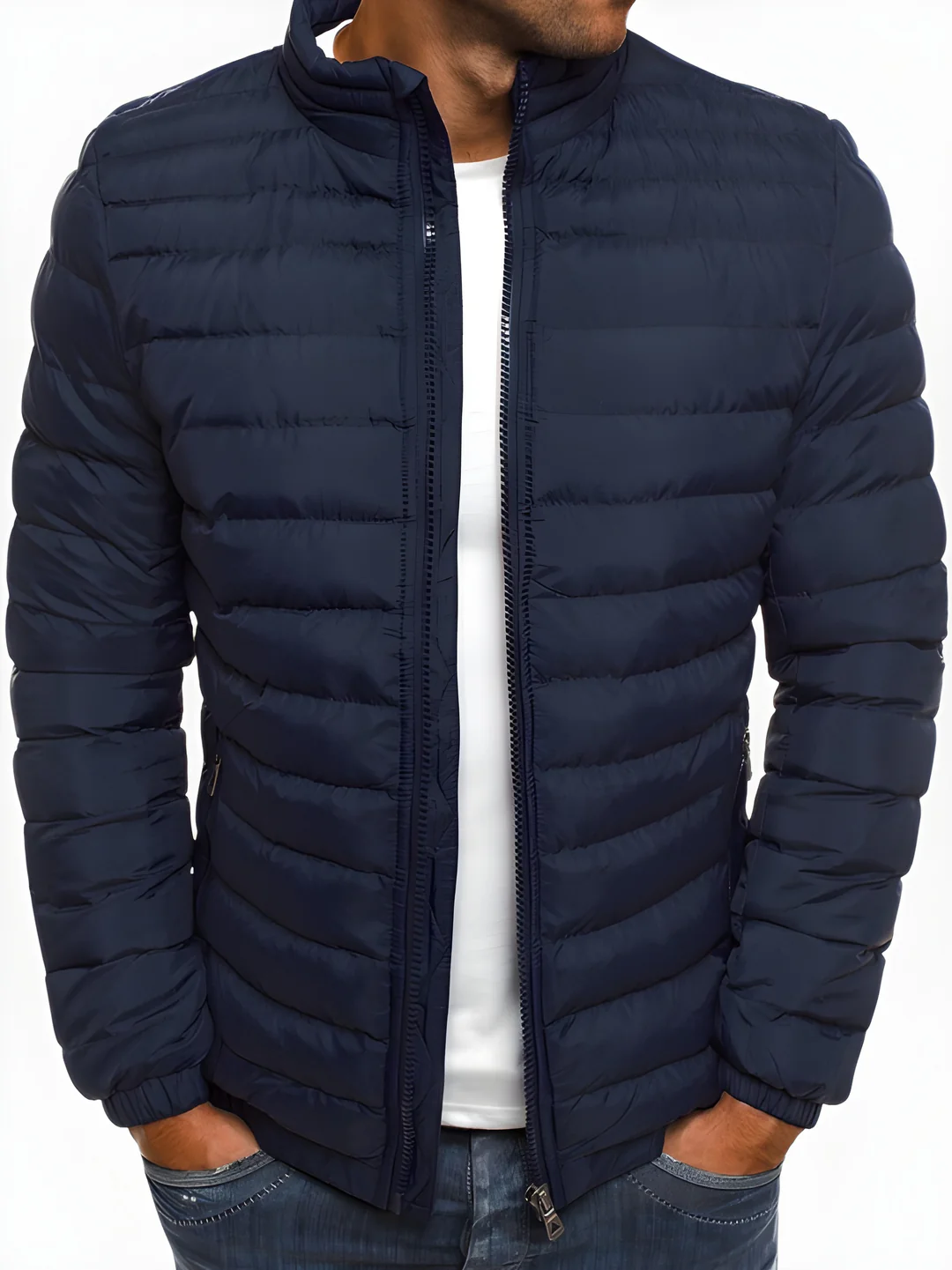 Chaqueta entretiempo de cuello alto – Azul marino