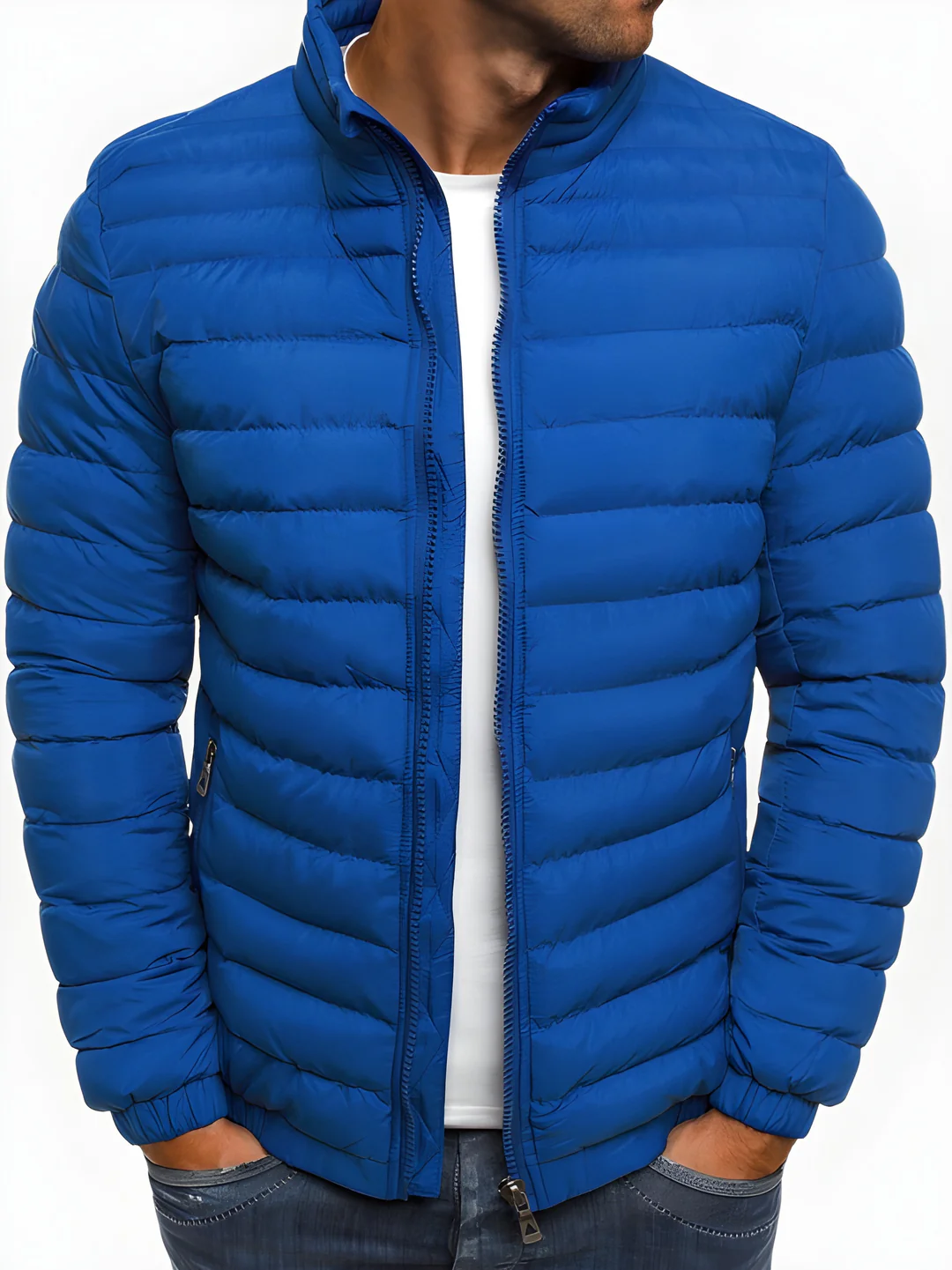 Chaqueta entretiempo de cuello alto – Azul