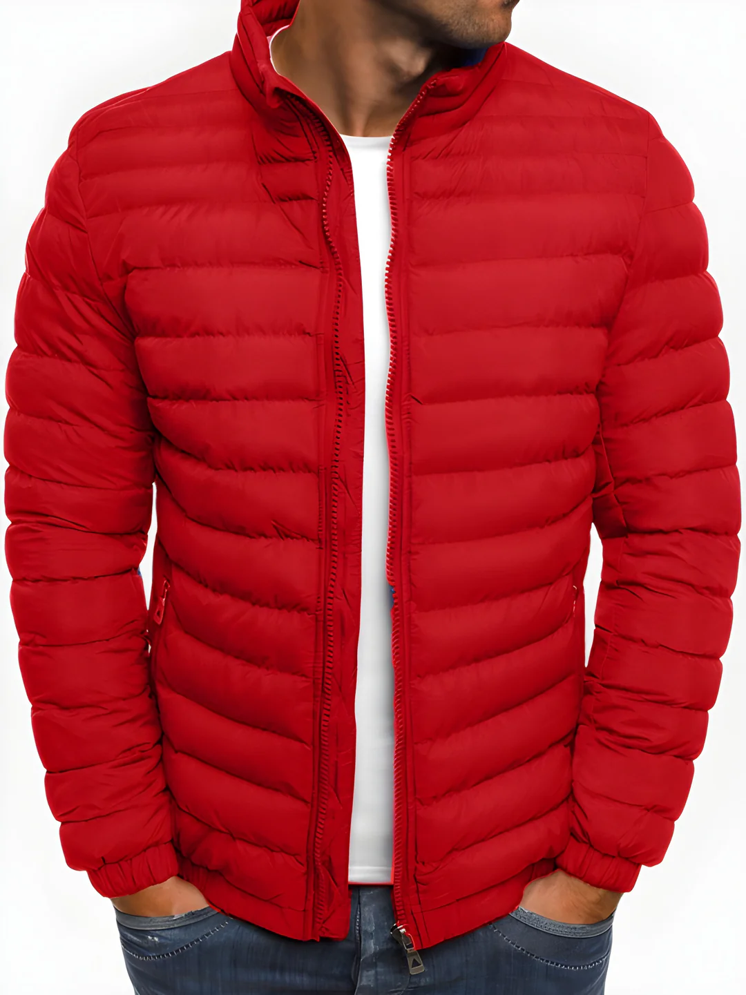 Chaqueta entretiempo de cuello alto – Rojo