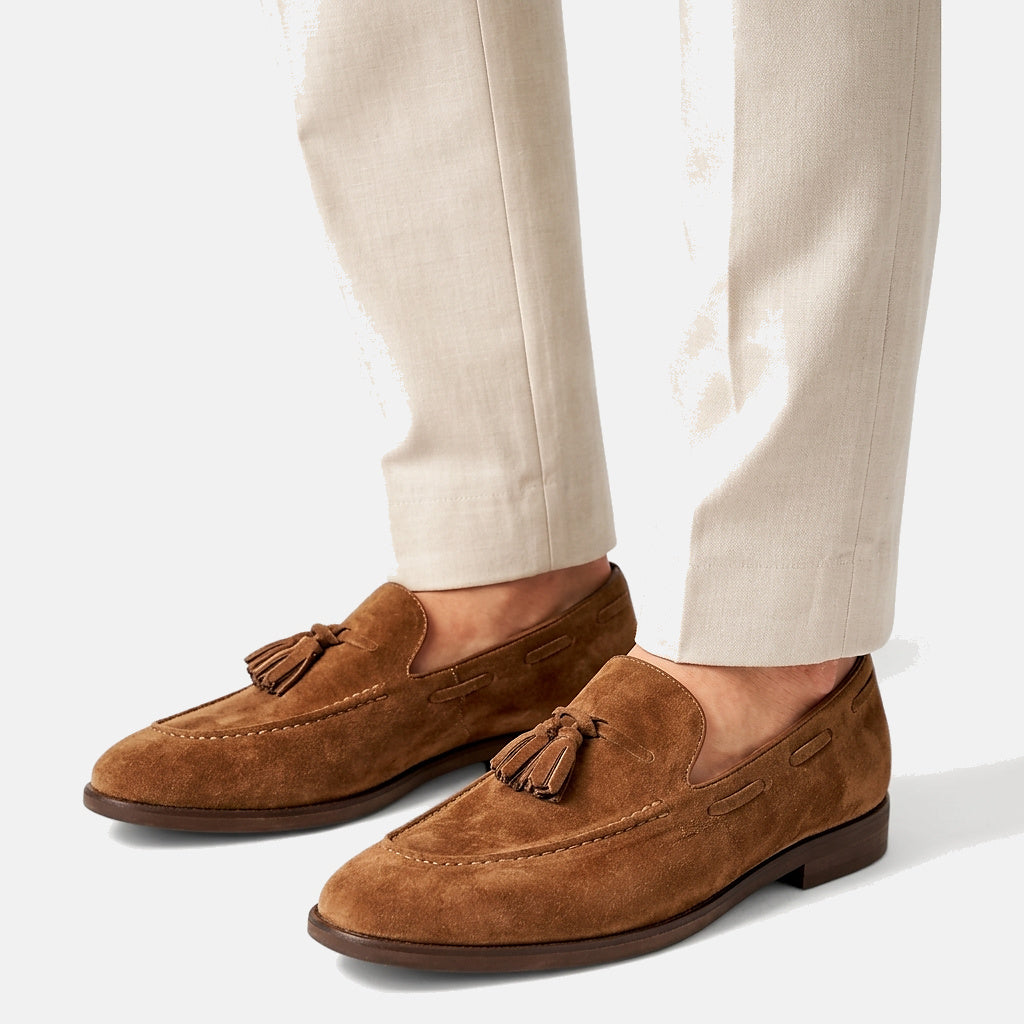 Mocasines para hombre con borlas y costura tipo delantal