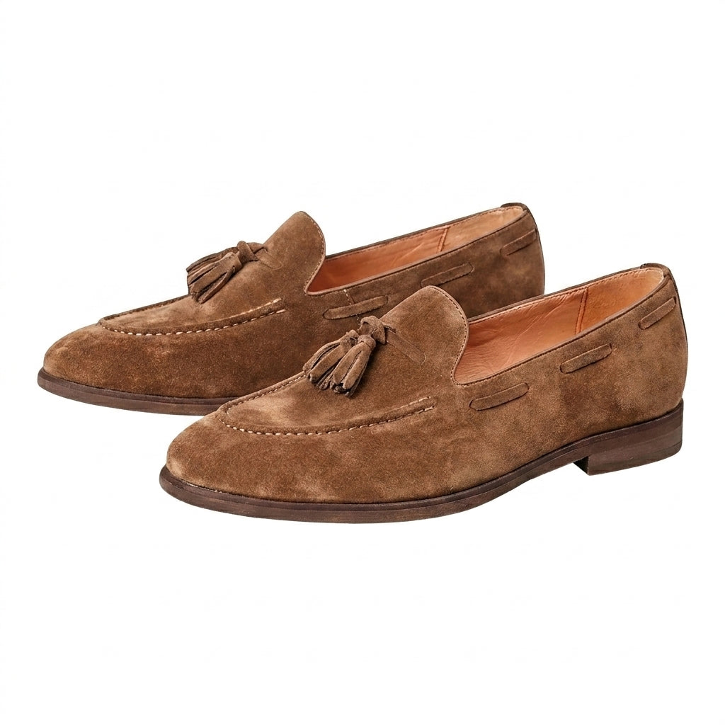 Mocasines para hombre con borlas y costura tipo delantal