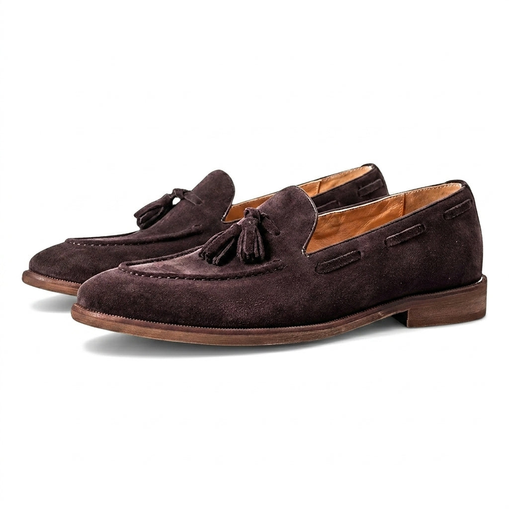 Mocasines para hombre con borlas y costura tipo delantal