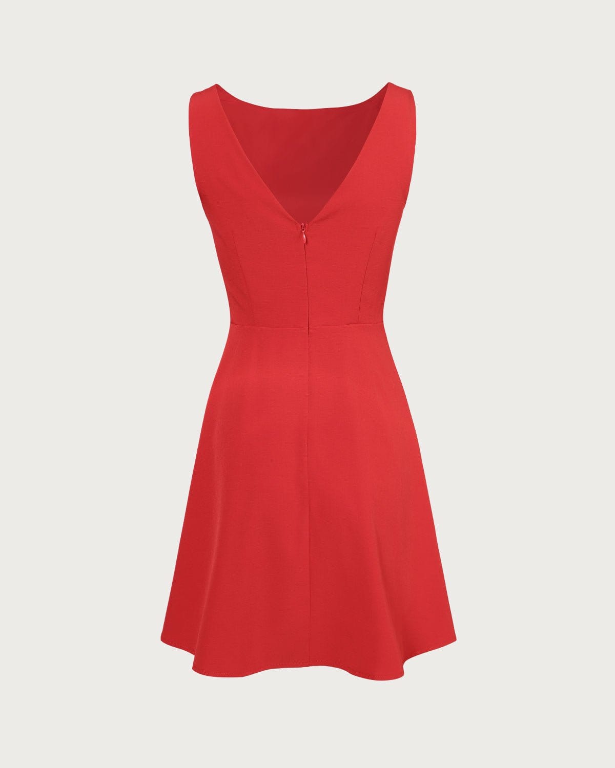 Vestido Mini Escote Barco Talle Alto — Rojo