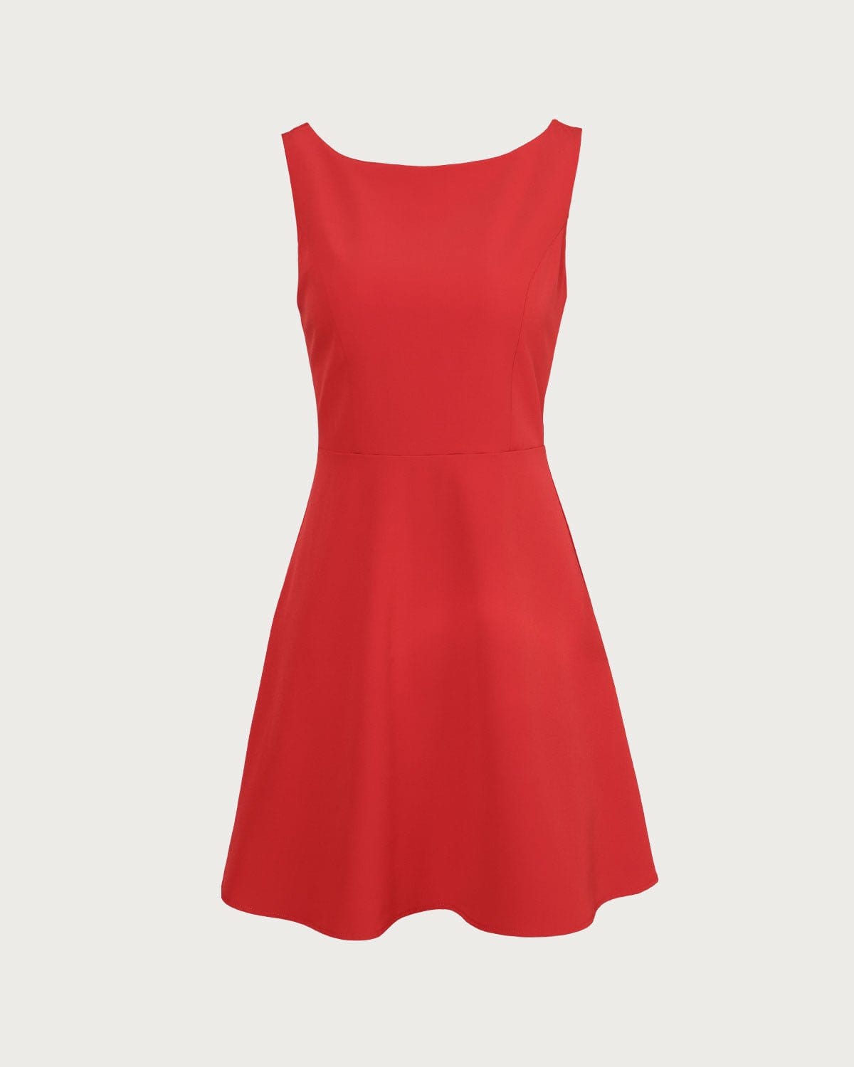 Vestido Mini Escote Barco Talle Alto — Rojo
