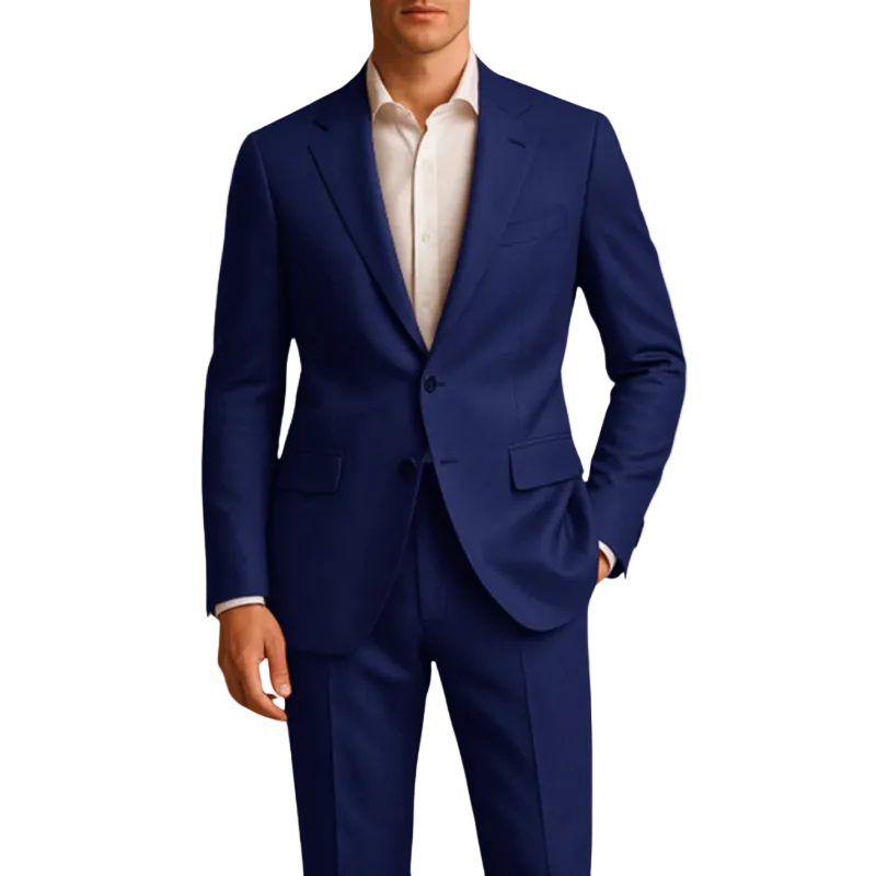 Traje de hombre de dos piezas con americana de solapa y pantalón recto