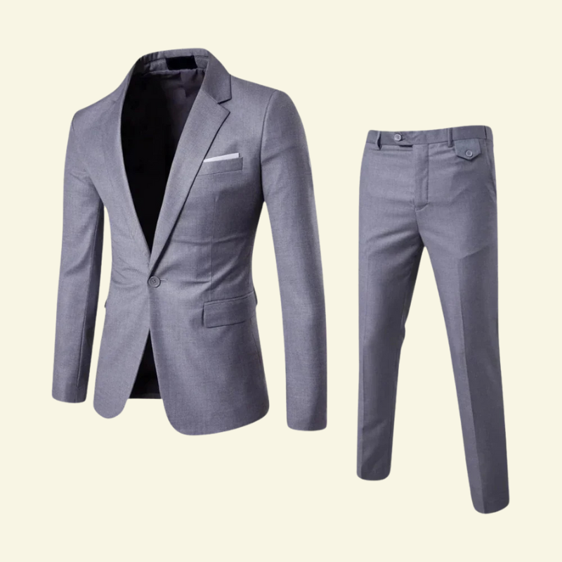 Traje de hombre de dos piezas con americana de solapa y pantalón recto