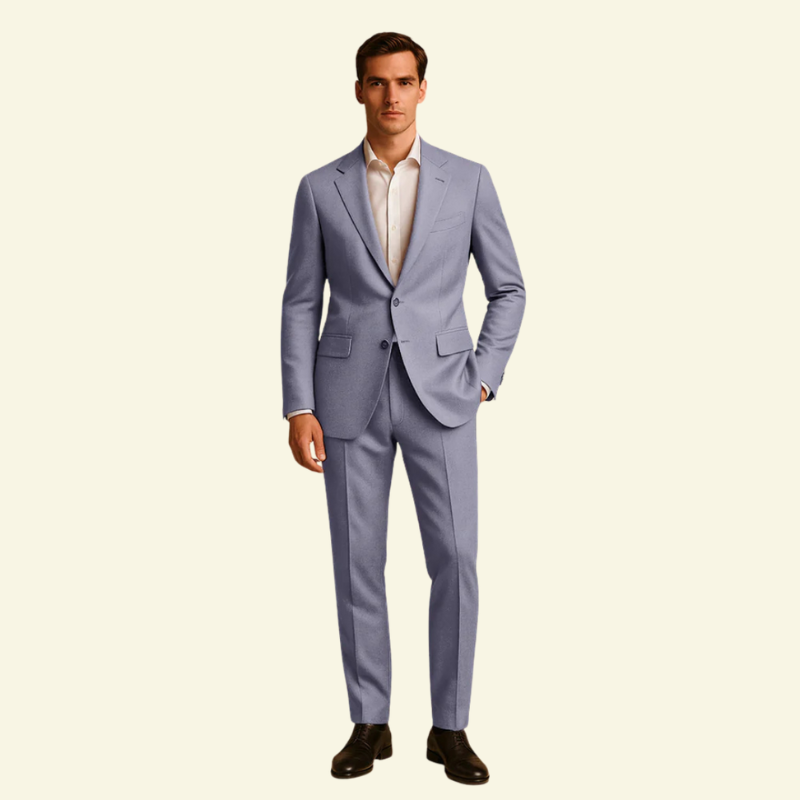 Traje de hombre de dos piezas con americana de solapa y pantalón recto
