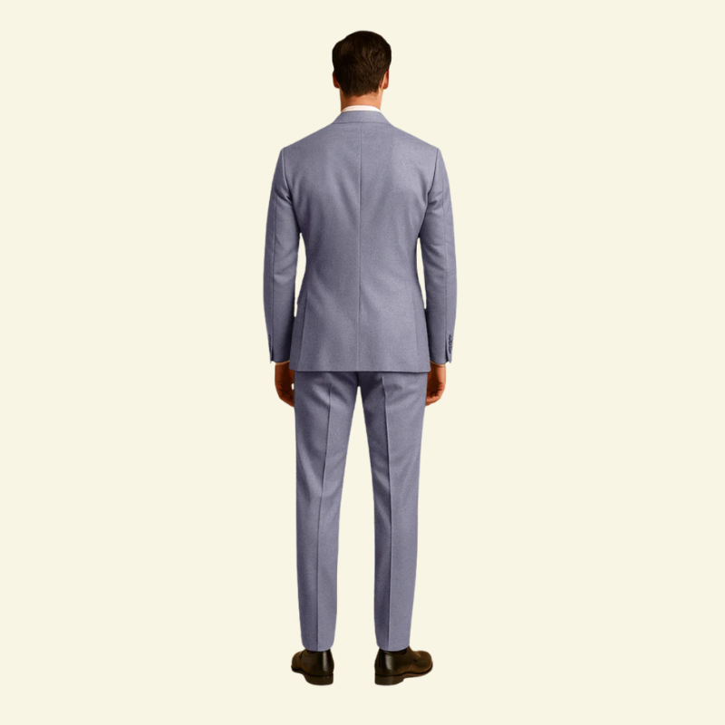 Traje de hombre de dos piezas con americana de solapa y pantalón recto