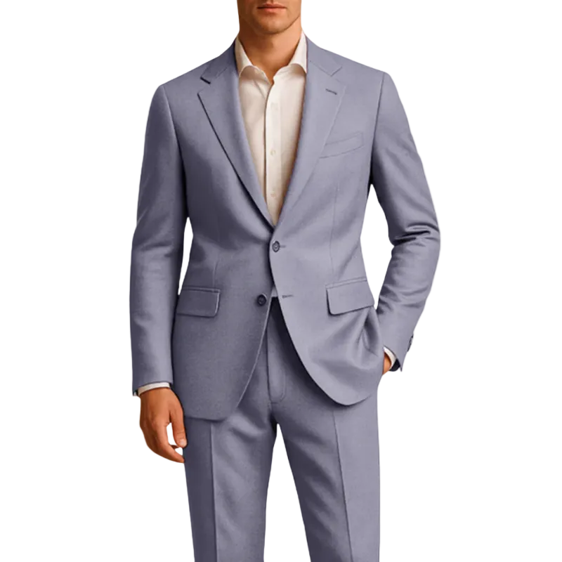 Traje de hombre de dos piezas con americana de solapa y pantalón recto
