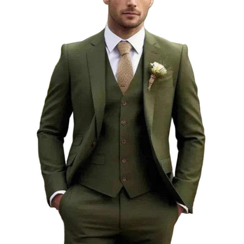 Traje de hombre de tres piezas con chaqueta, chaleco y pantalón