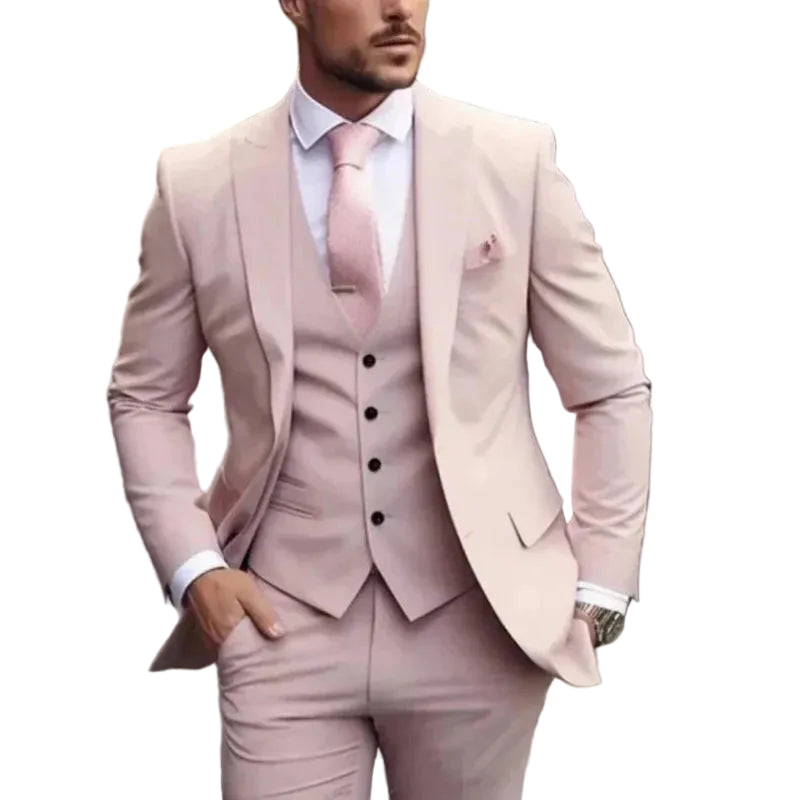 Traje de hombre de tres piezas con chaqueta, chaleco y pantalón