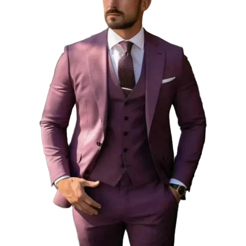 Traje de hombre de tres piezas con chaqueta, chaleco y pantalón