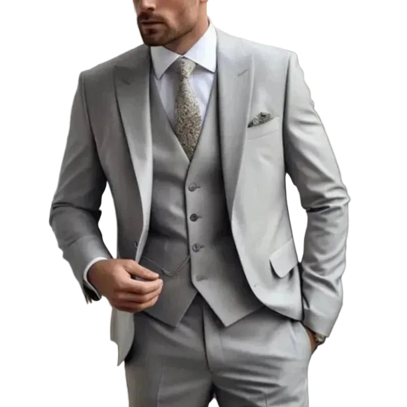 Traje de hombre de tres piezas con chaqueta, chaleco y pantalón