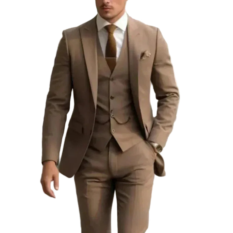 Traje de hombre de tres piezas con chaqueta, chaleco y pantalón
