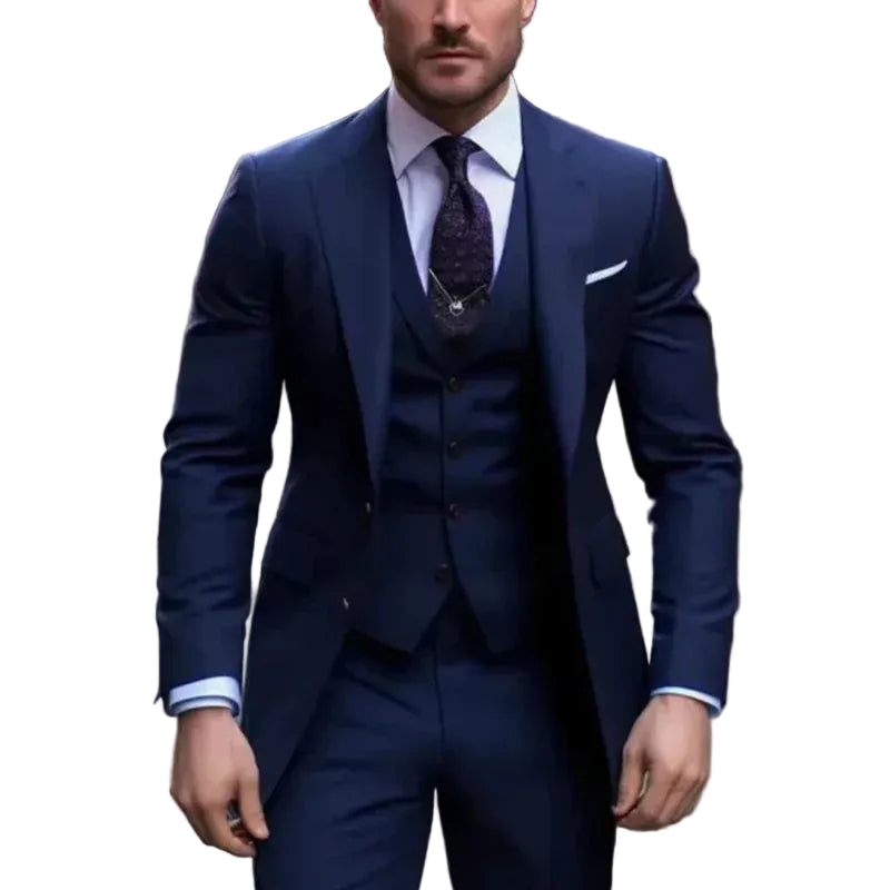 Traje de hombre de tres piezas con chaqueta, chaleco y pantalón