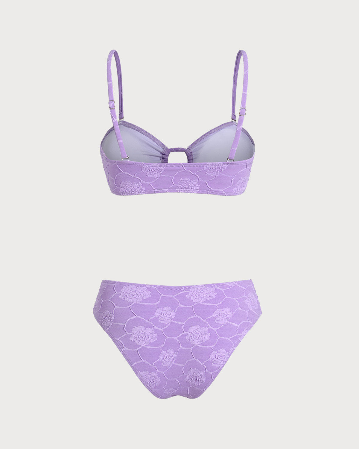 Bikini Bandeau Floral Texturizado — Morado