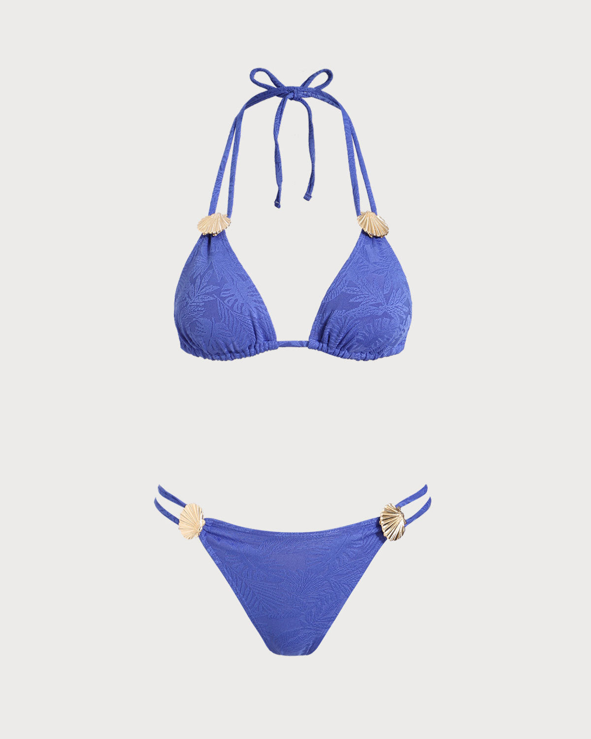 Bikini Halter Texturizado — Azul