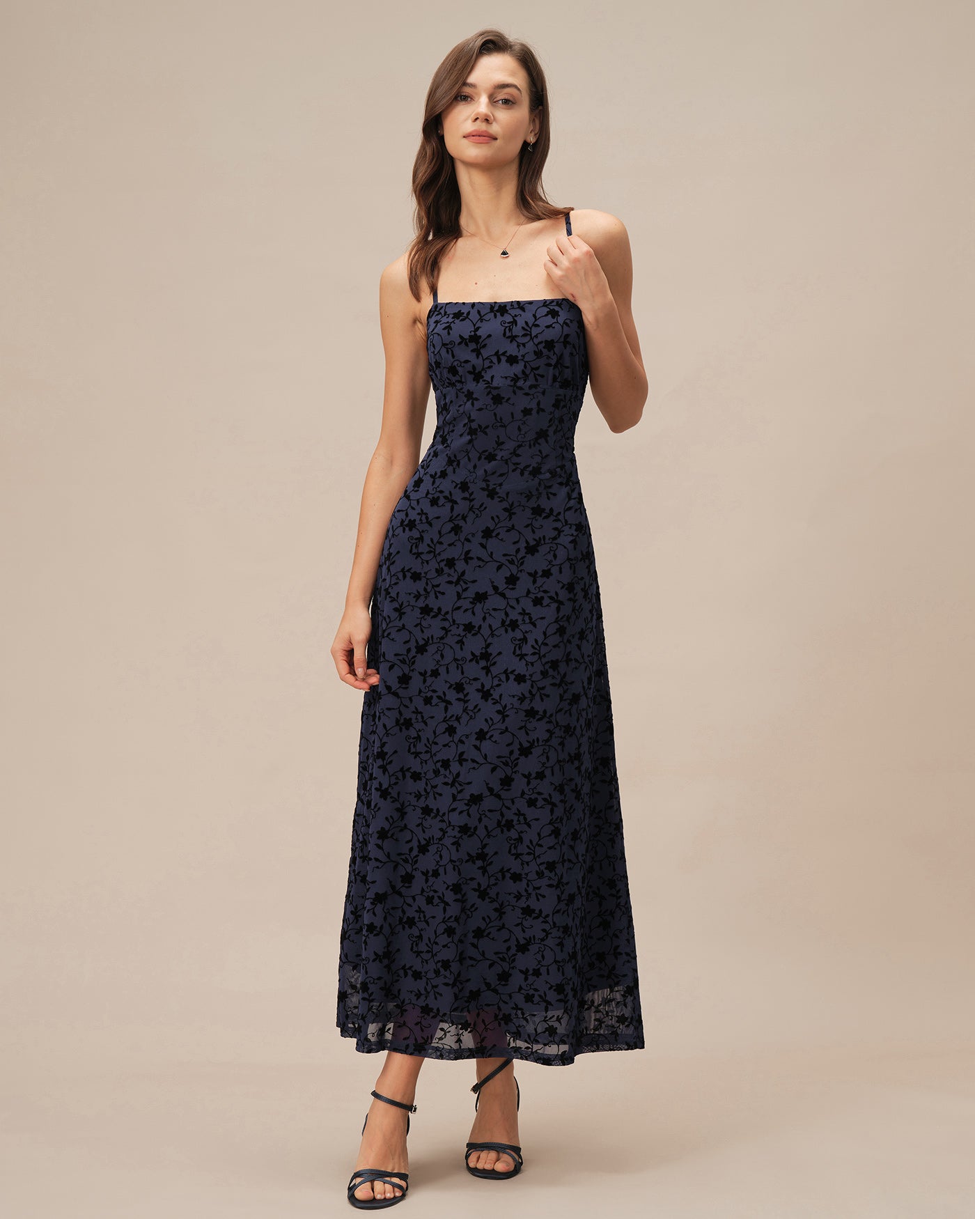 Vestido Maxi Floral Espalda Cruzada — Azul