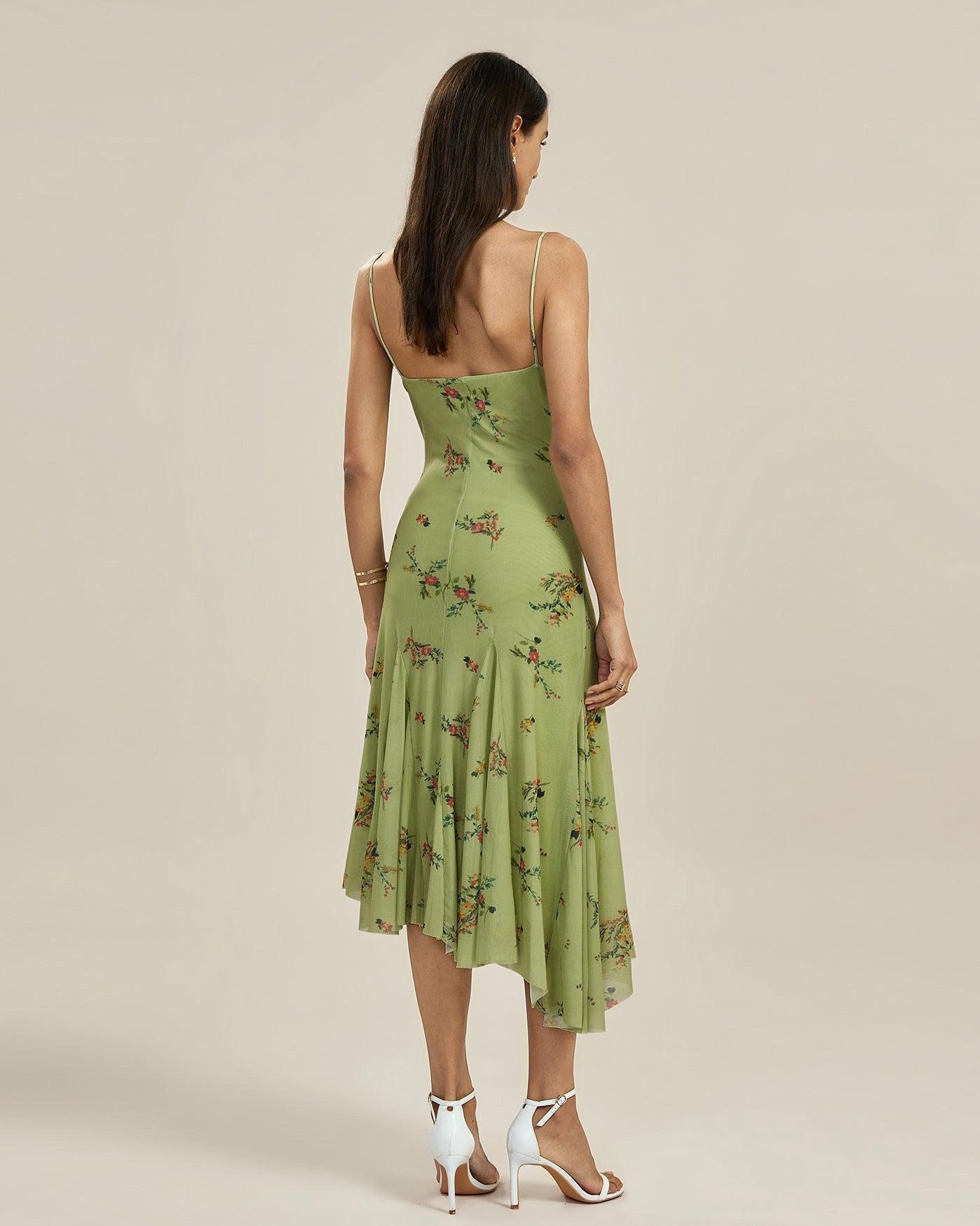 Vestido Midi Floral Texturizado — Verde