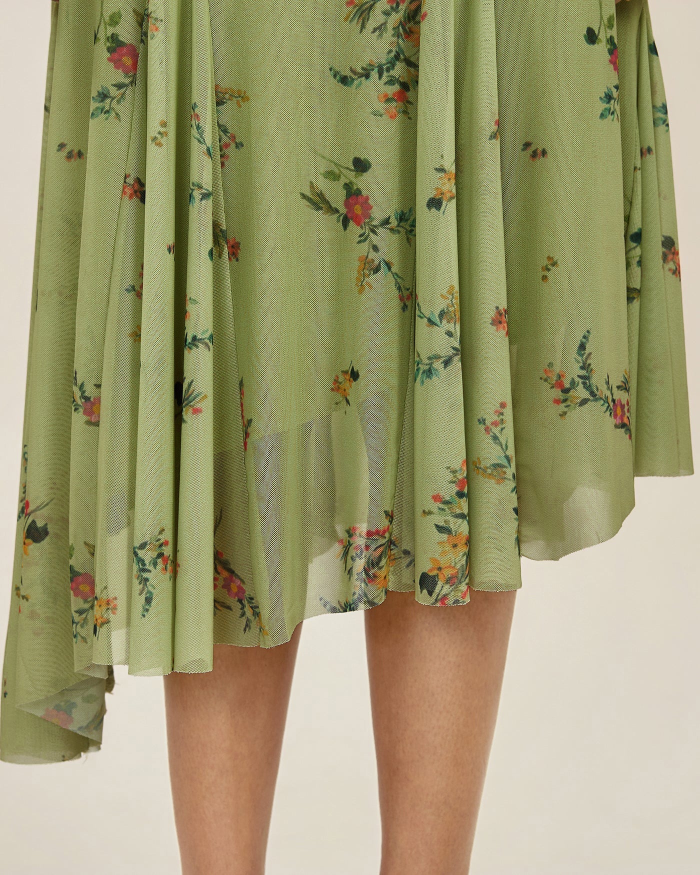 Vestido Midi Floral Texturizado — Verde