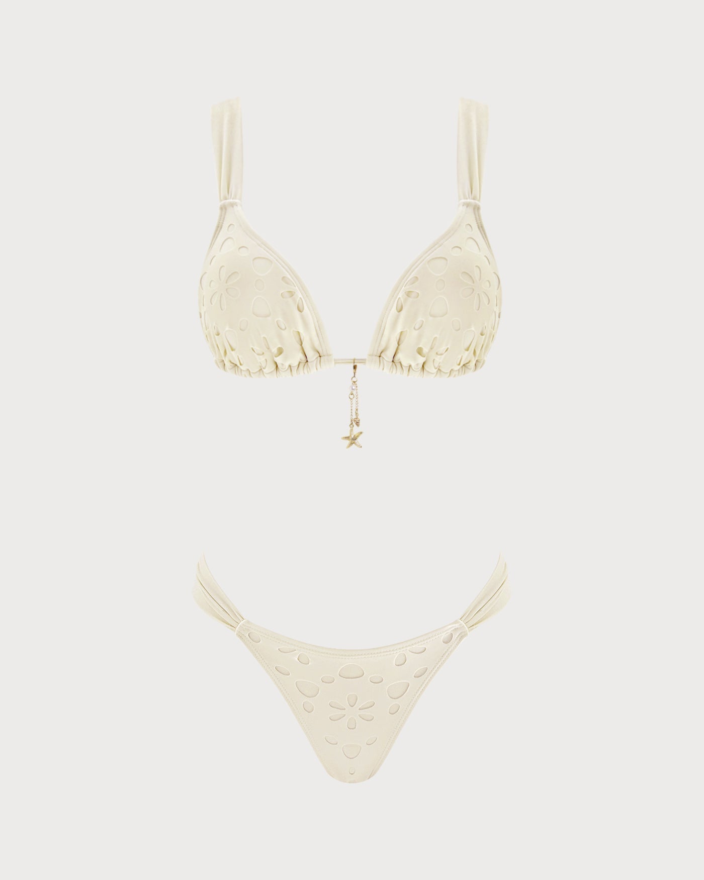Bikini Triangular con Cordón — Blanco Roto