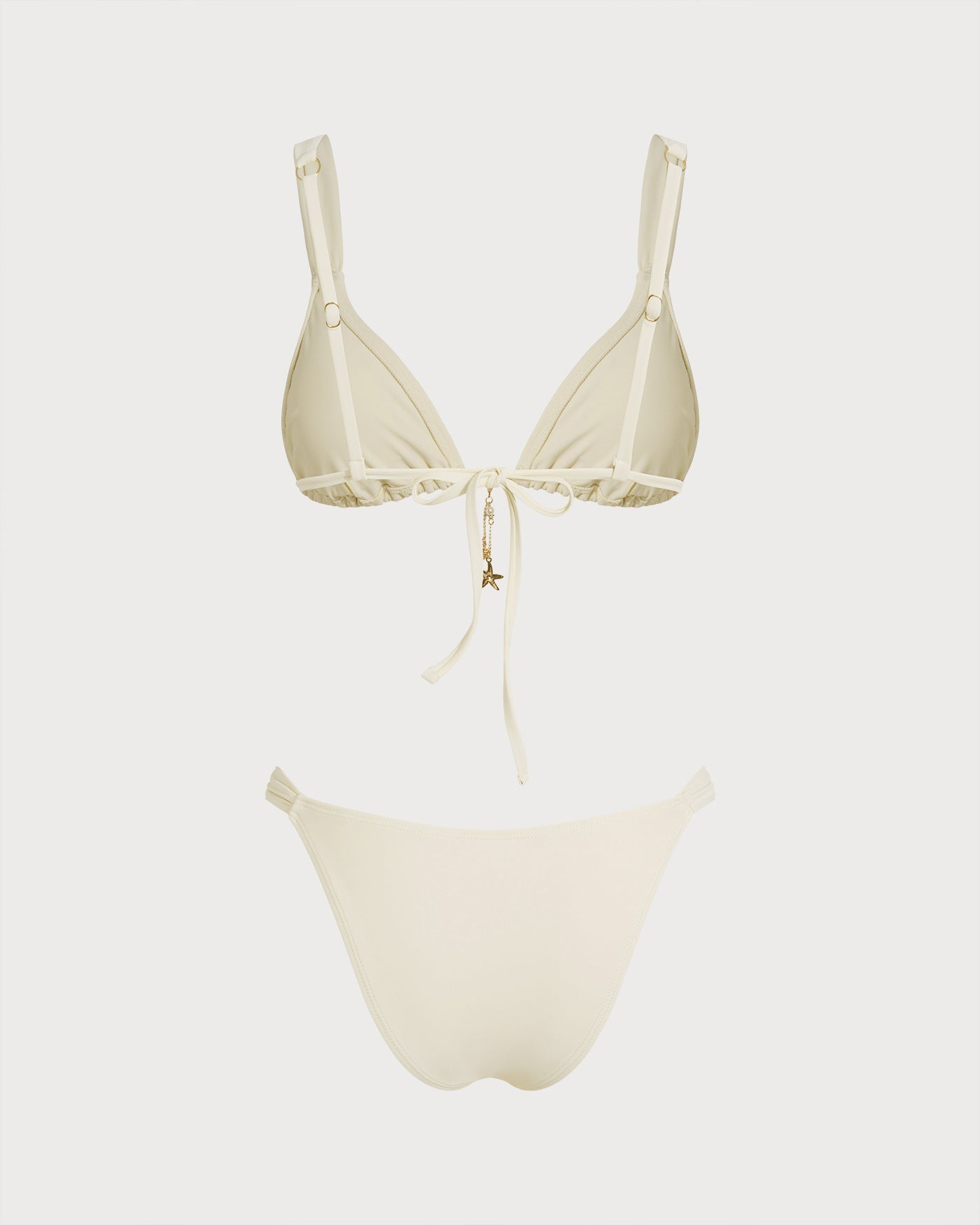 Bikini Triangular con Cordón — Blanco Roto