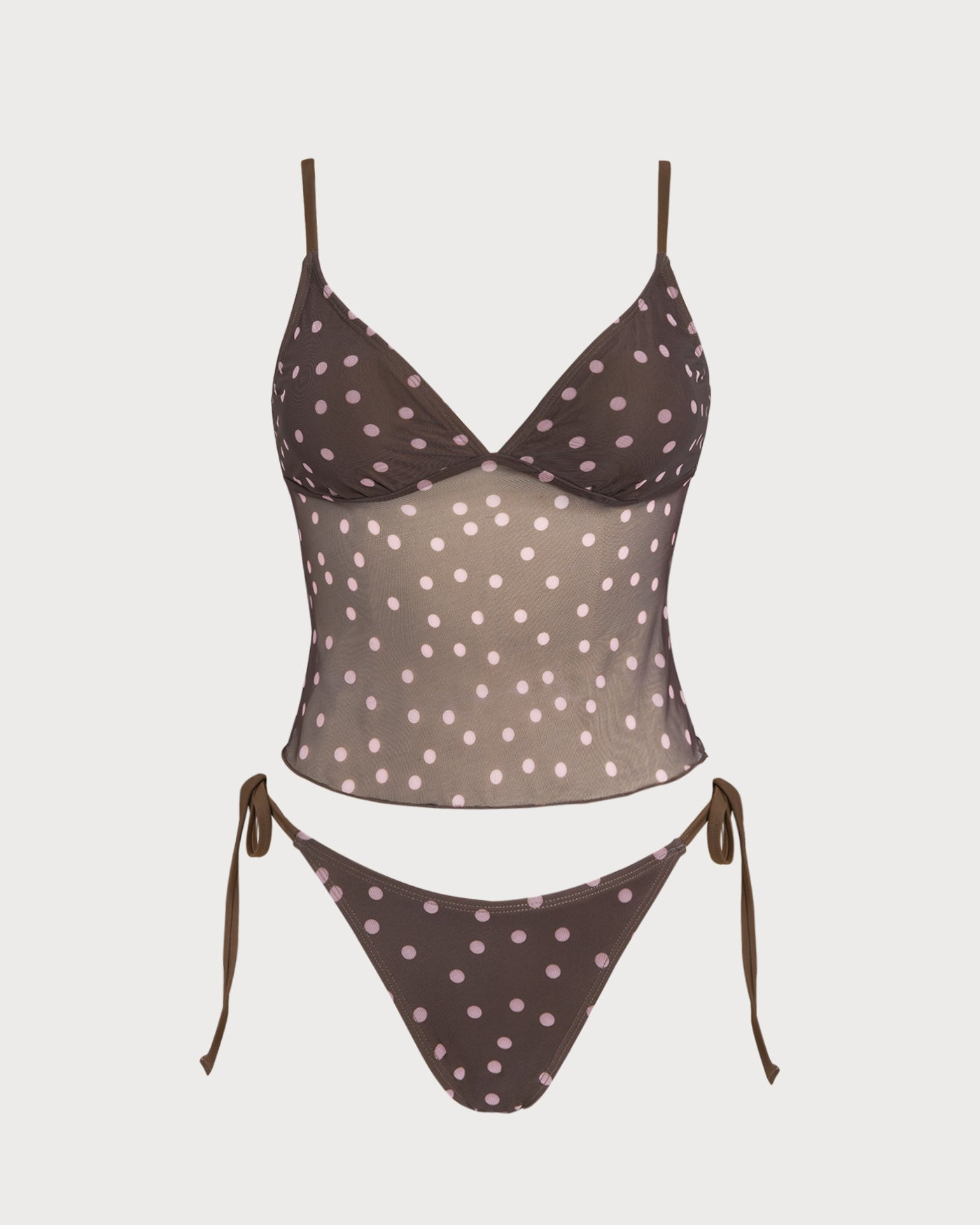 Tankini Cuello Pico Lunares — Café