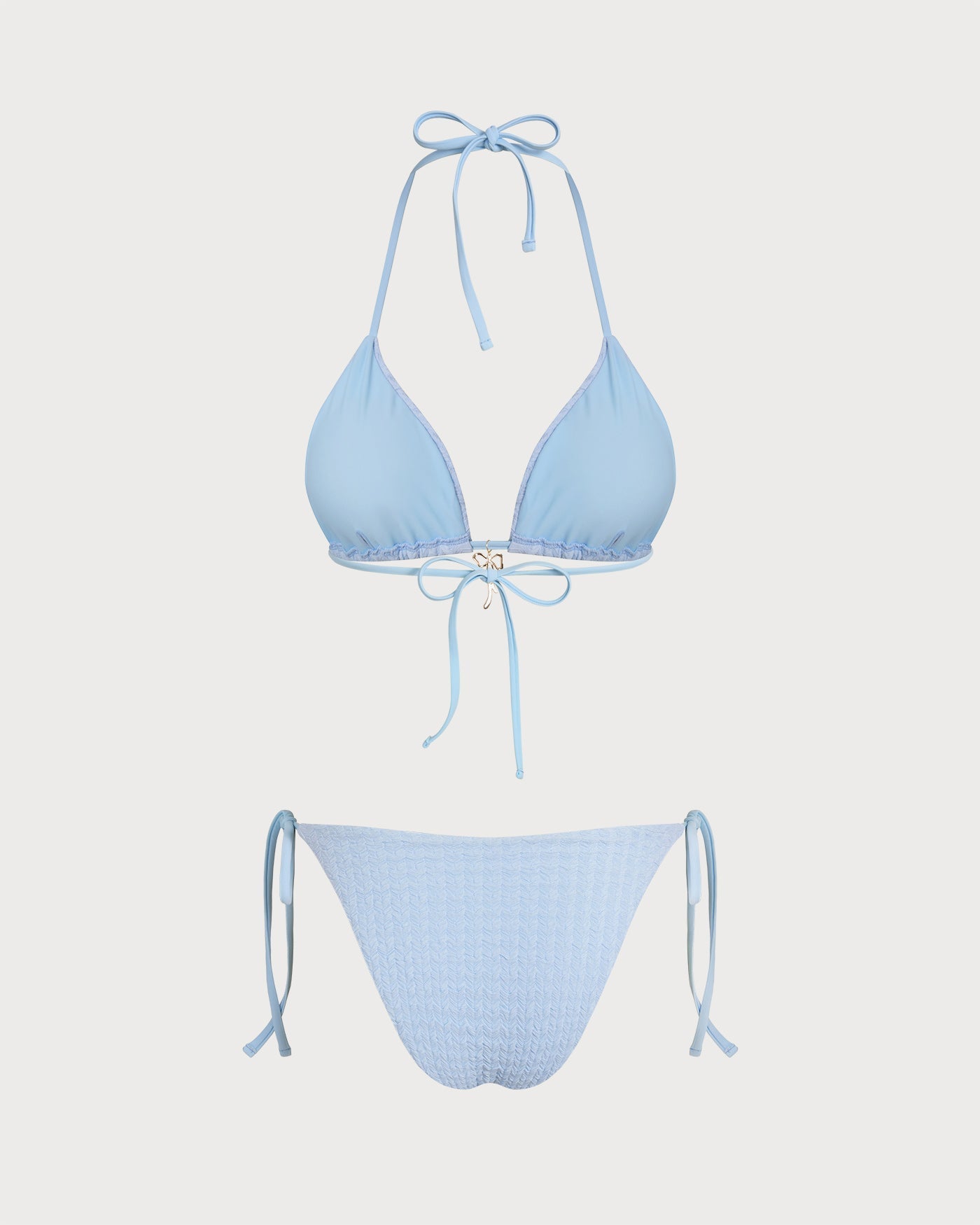 Bikini Halter Triangular con Cordón — Azul