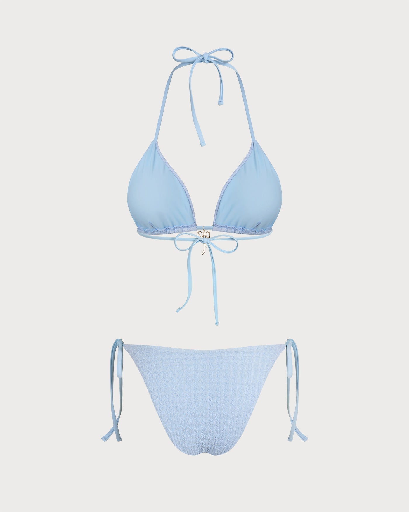 Bikini Halter Triangular con Cordón — Azul