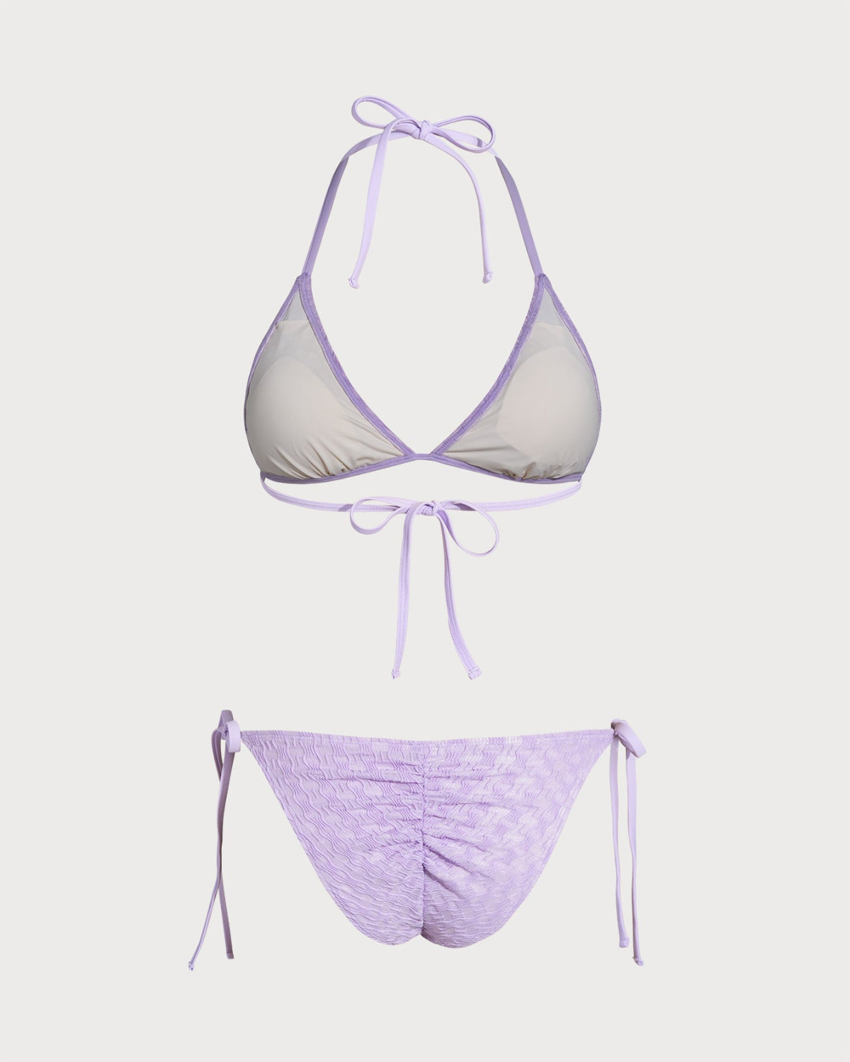 Bikini Halter Texturizado Anudable — Morado