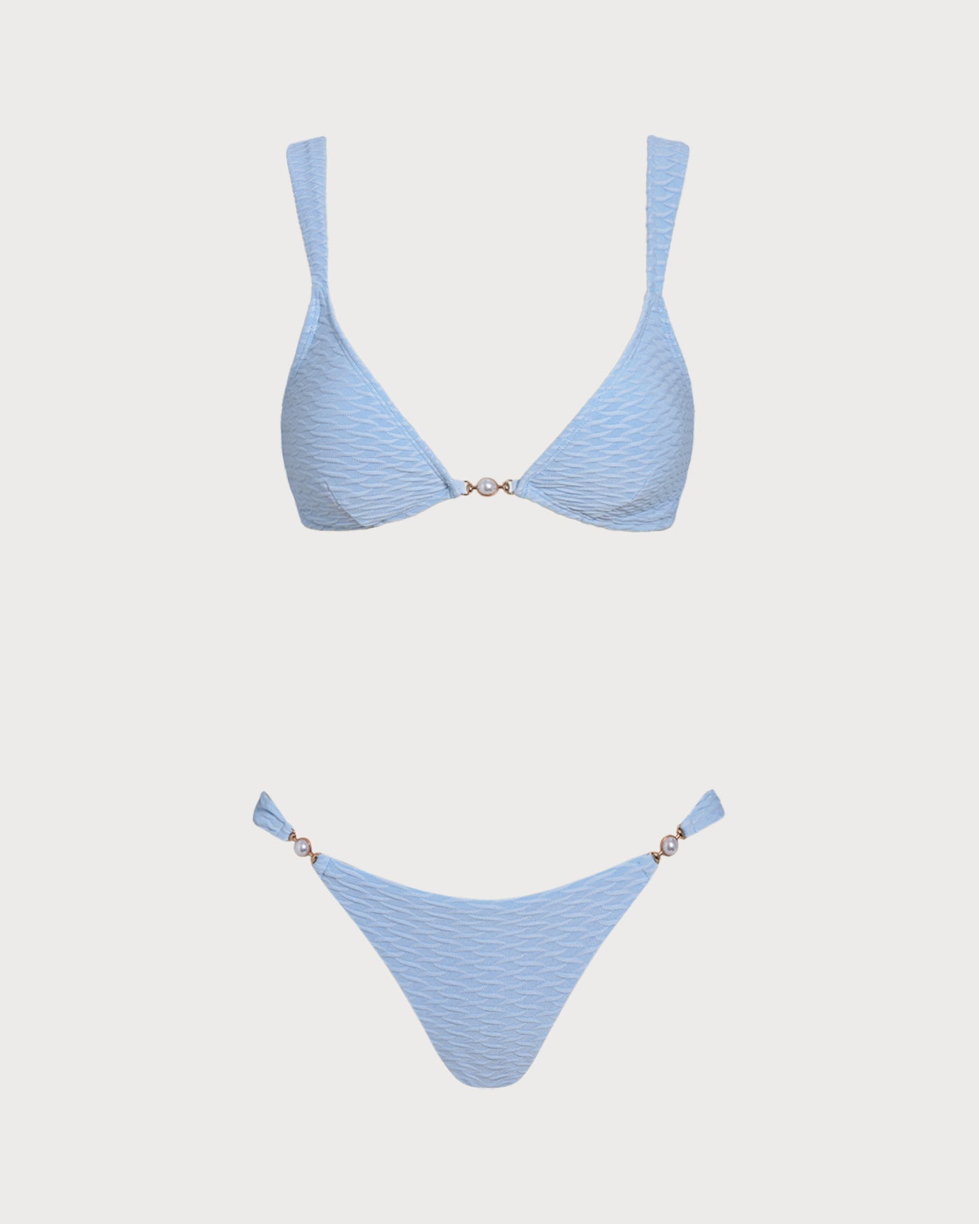 Bikini Triángulo Texturizado — Azul