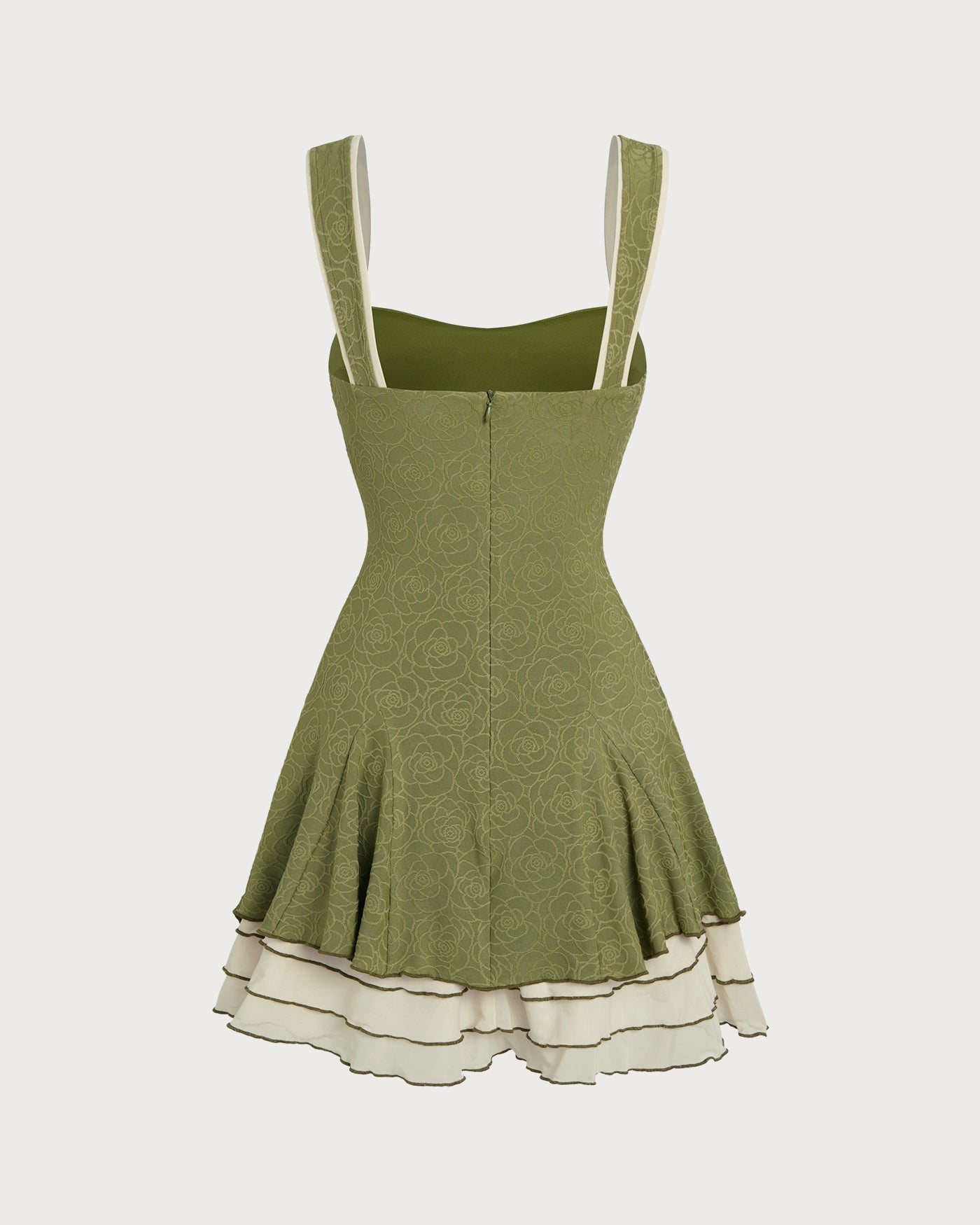 Vestido Mini Slip Floral Jacquard — Verde