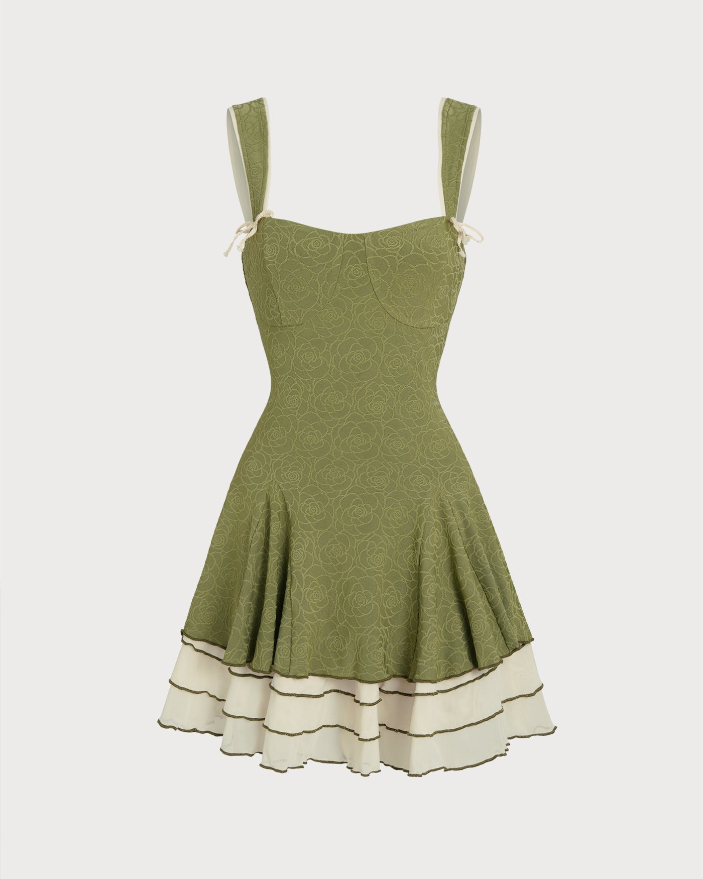 Vestido Mini Slip Floral Jacquard — Verde