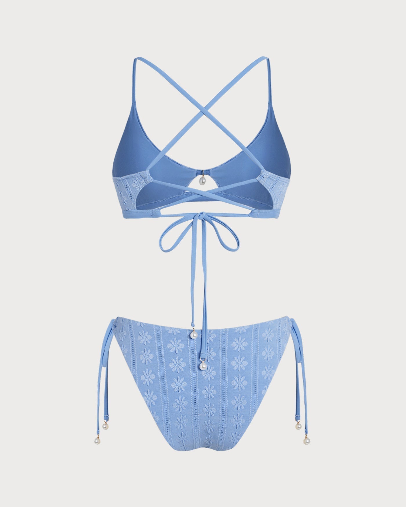 Bikini Triángulo Estampado Floral — Azul