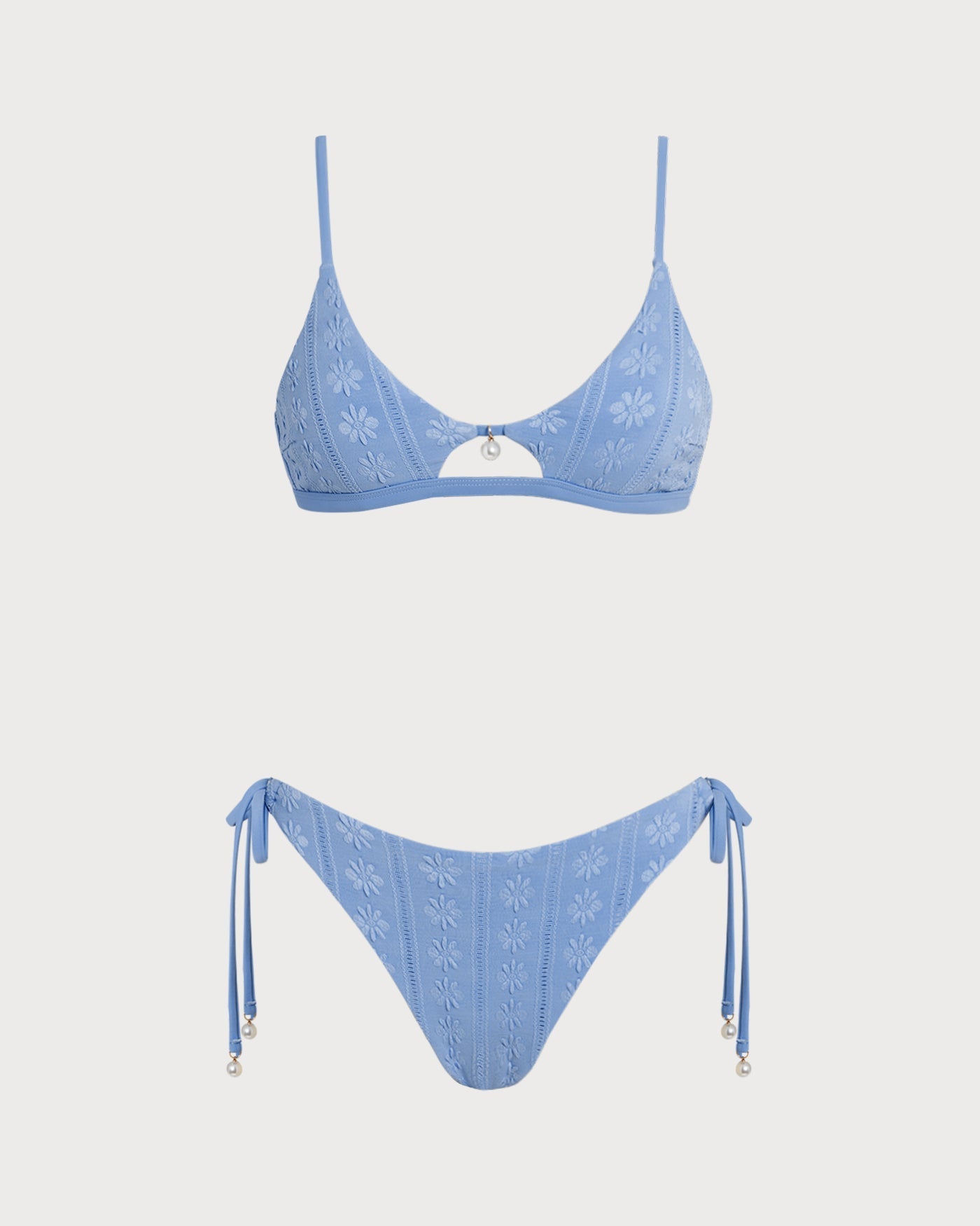 Bikini Triángulo Estampado Floral — Azul