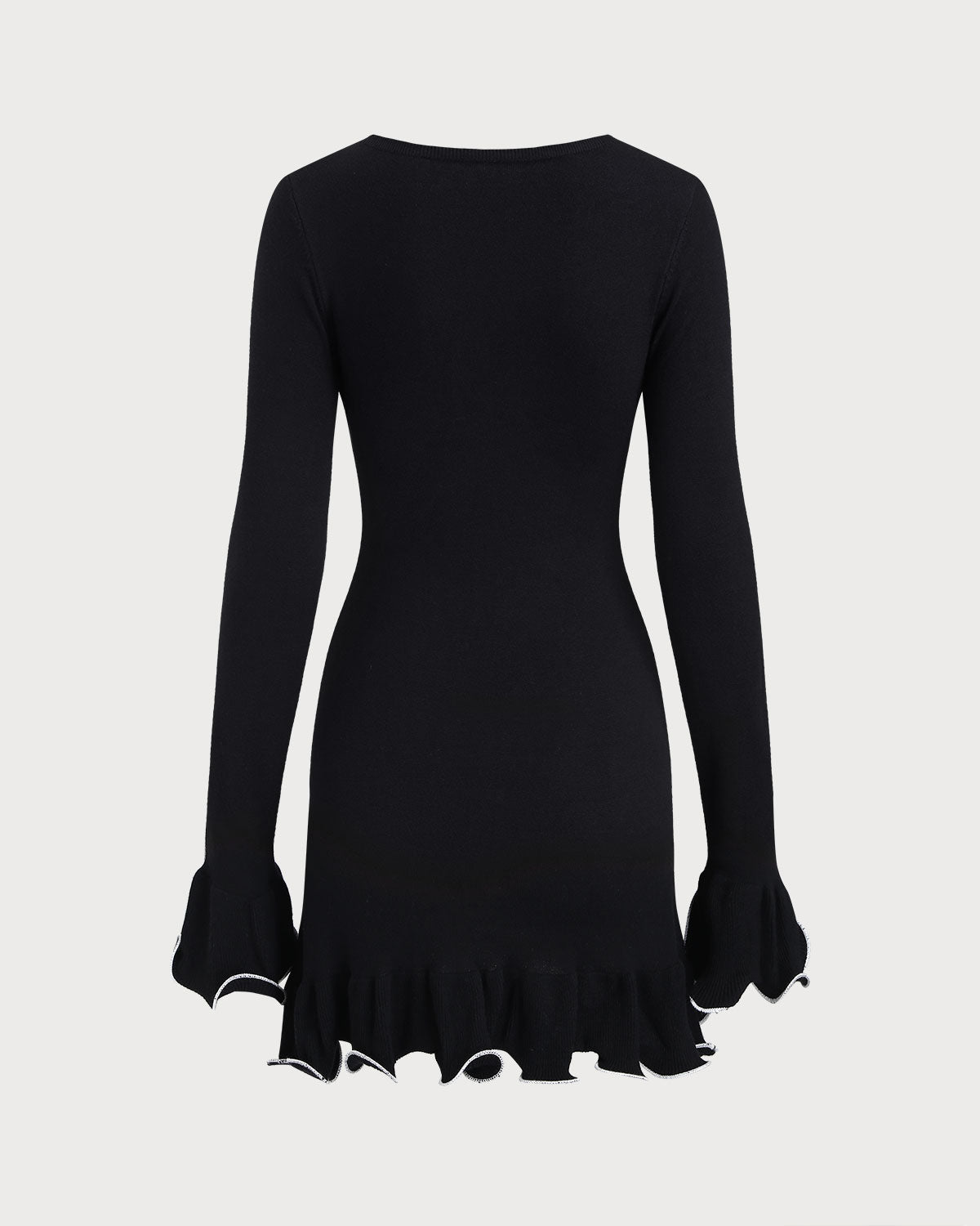Vestido Mini de Punto con Volantes — Negro
