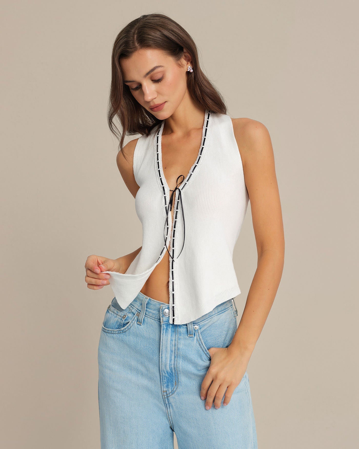 Chaleco Halter con Cordón — Blanco