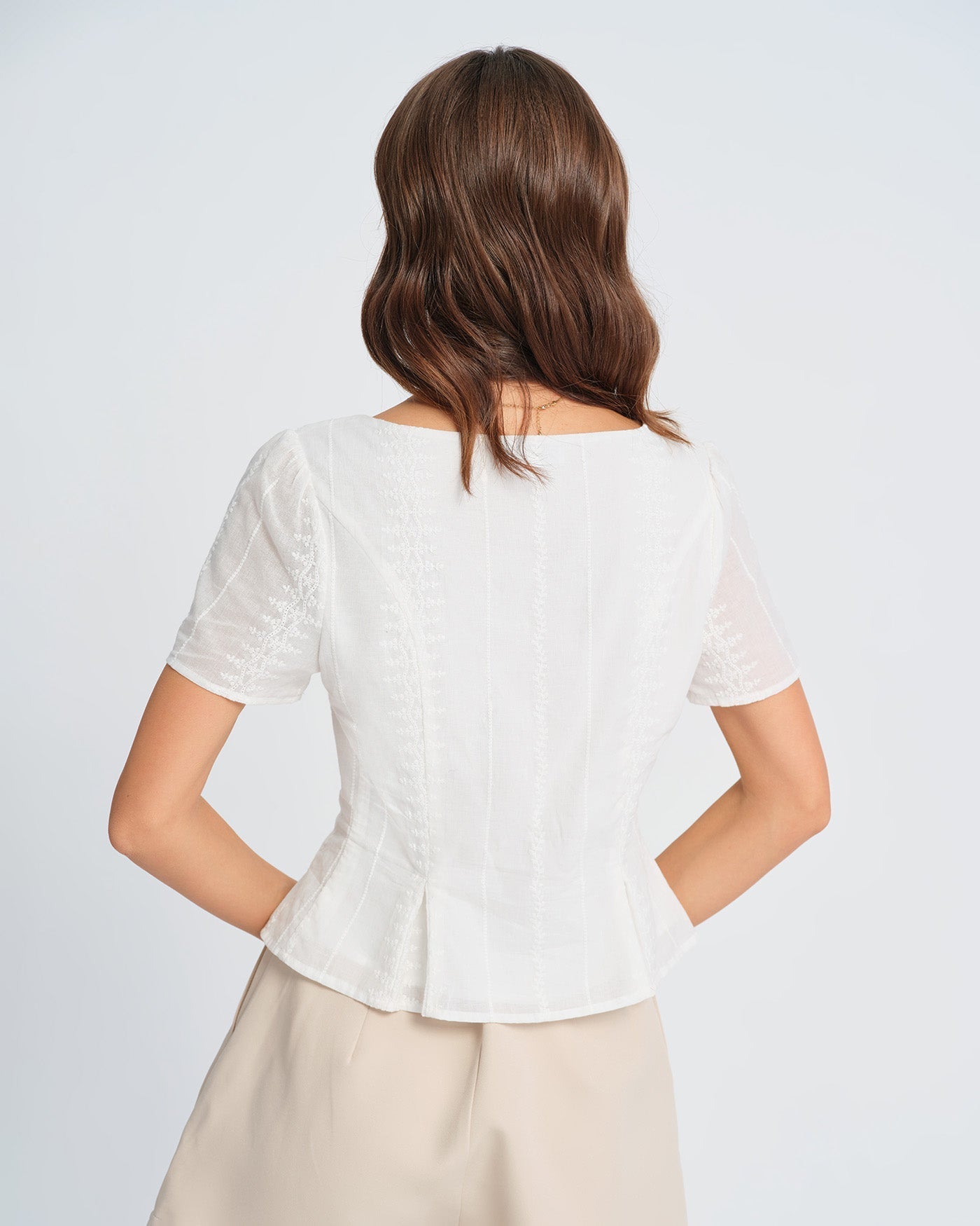 Blusa Floral Texturizada — Blanco