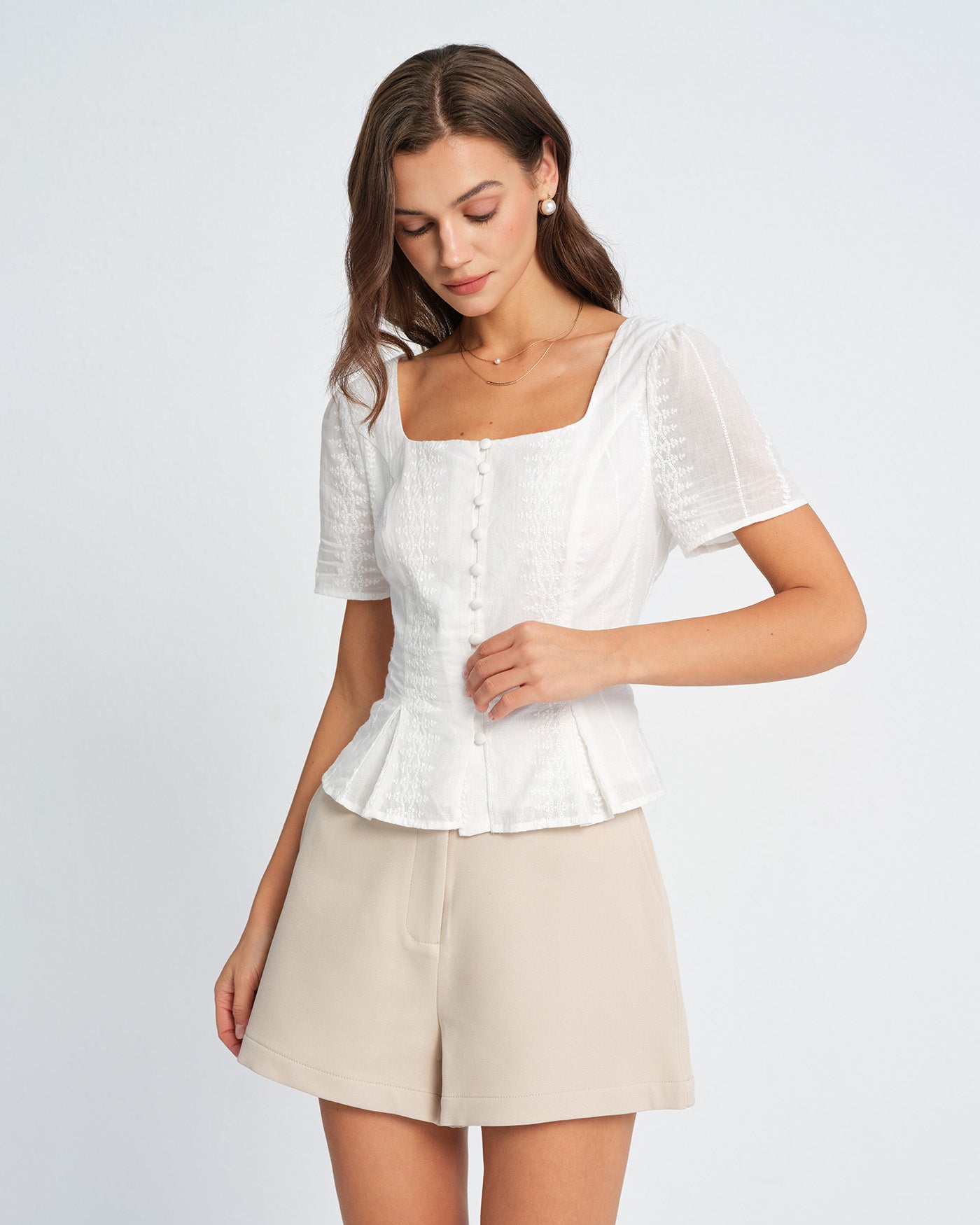 Blusa Floral Texturizada — Blanco